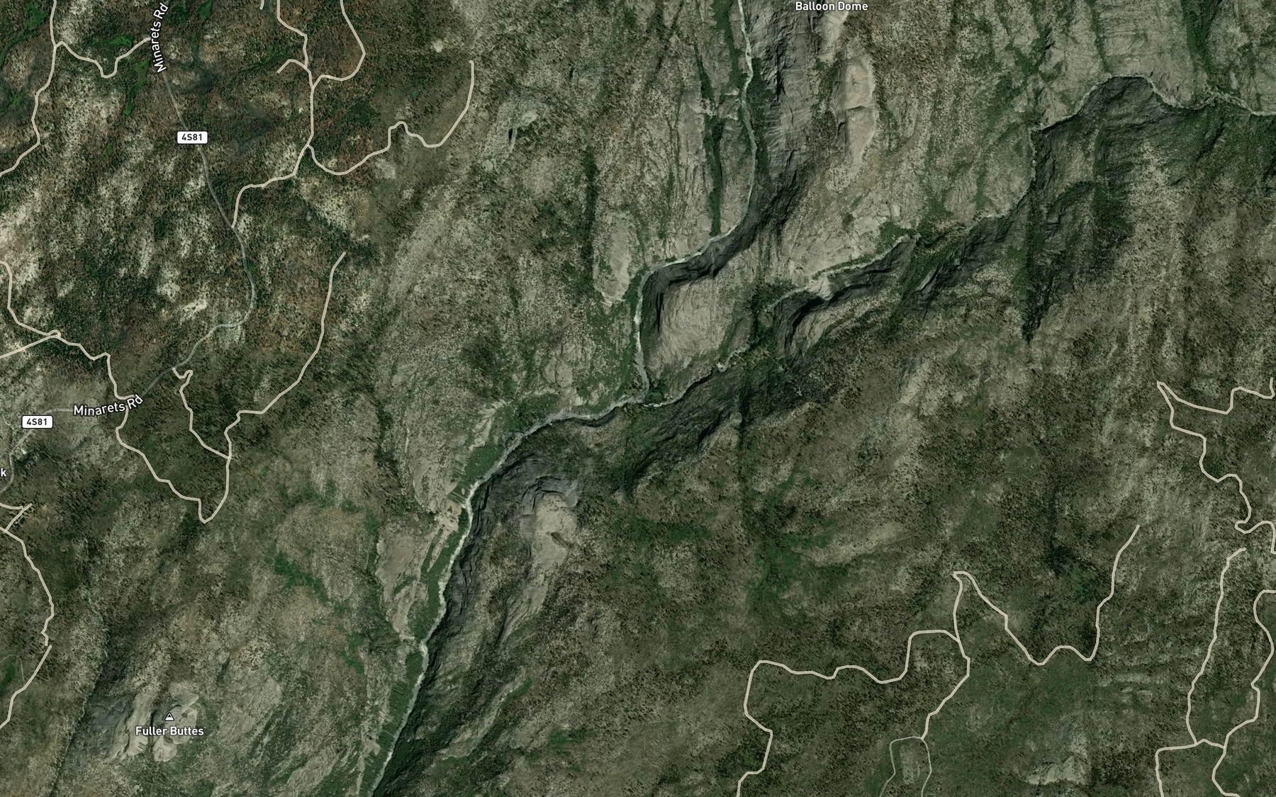 Satellite map of the South Fork San Joaquin River
