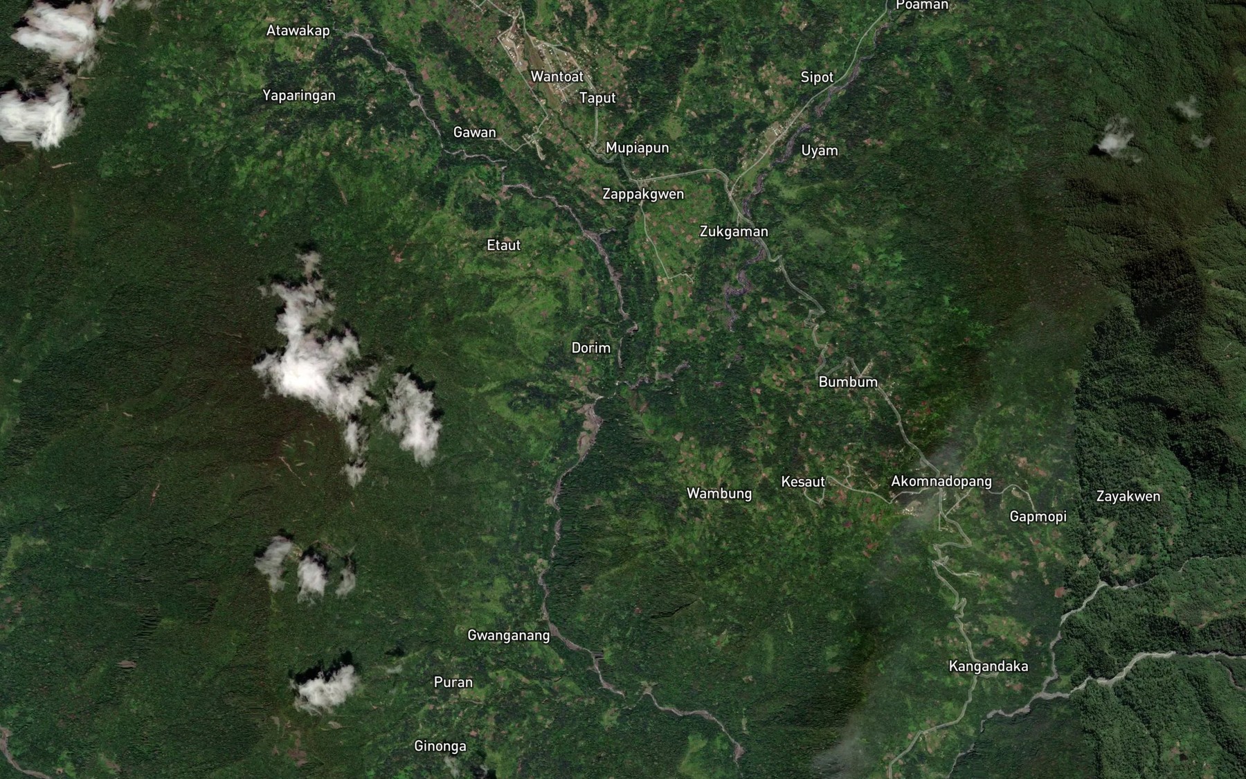 Satellite map of the Ikwap River