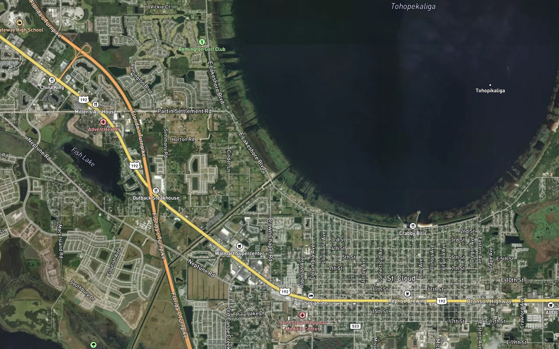 Satellite map of the Saint Cloud Canal