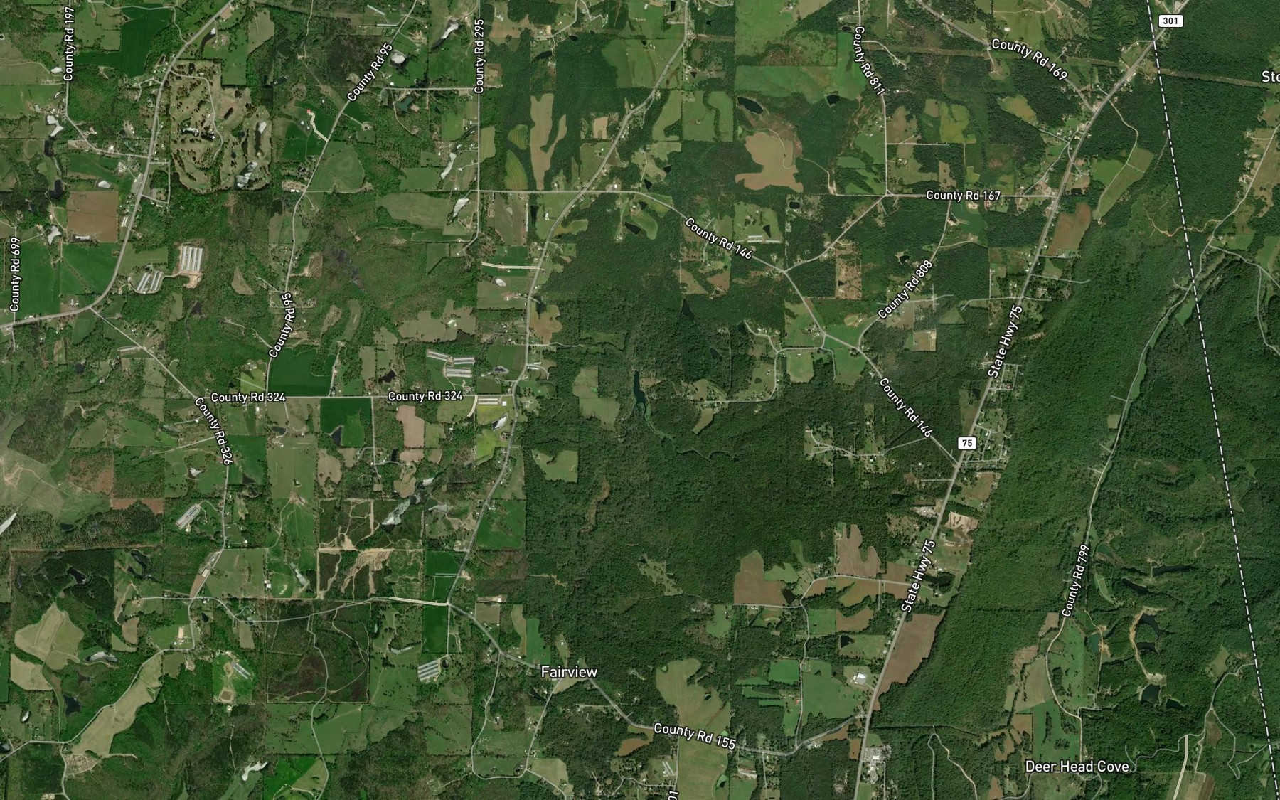 Satellite map of the Sally Branch