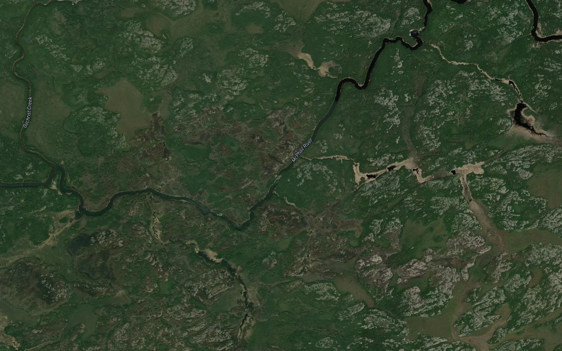 Satellite map of the Pisew Rapids