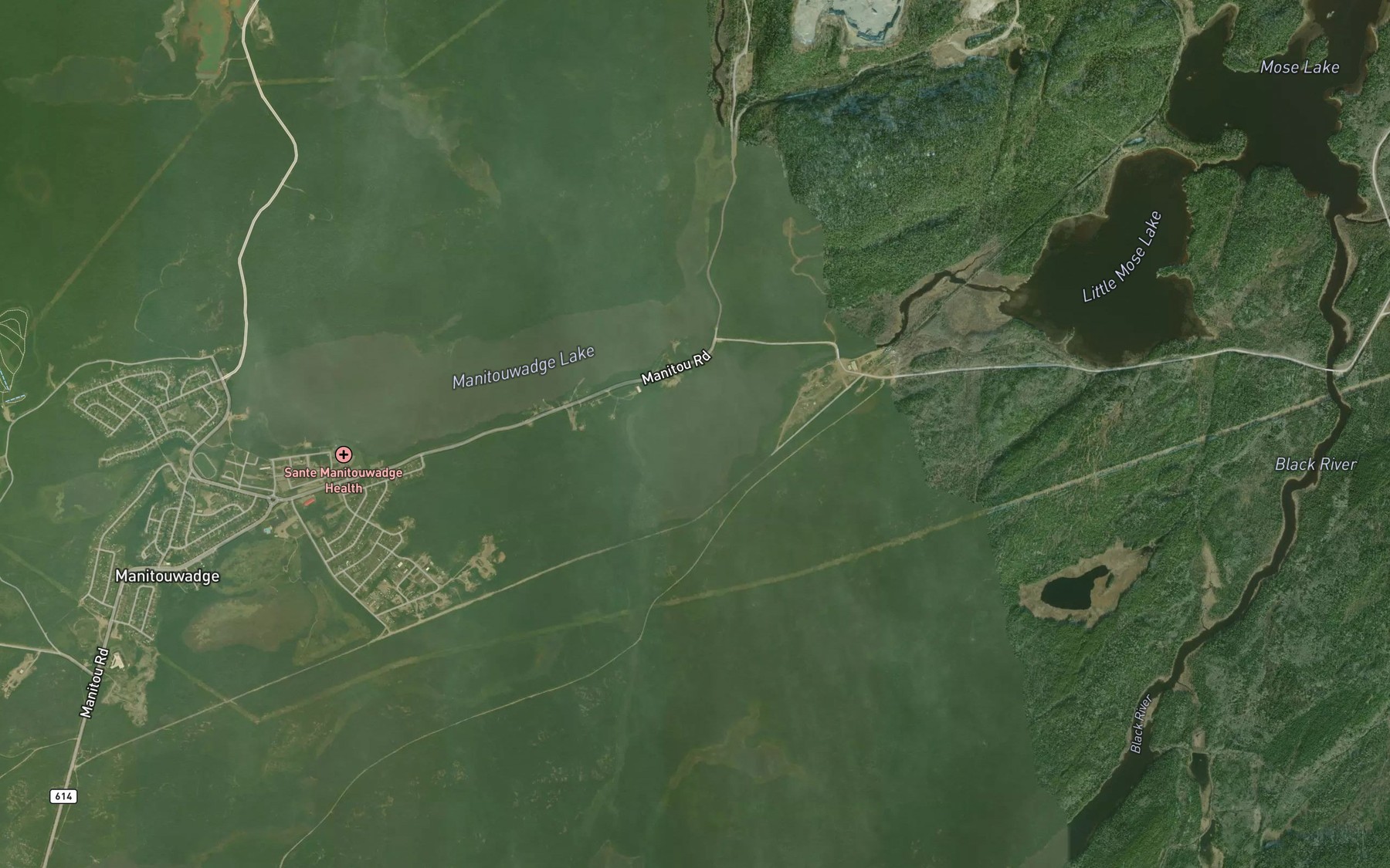Satellite map of the Little Manitouwadge Lake