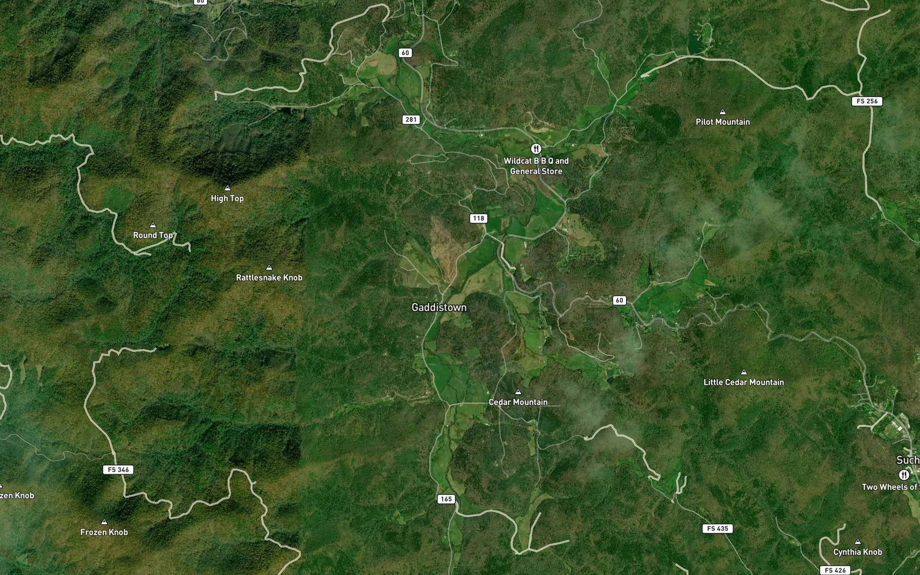 Satellite map of the Pink Davis Creek