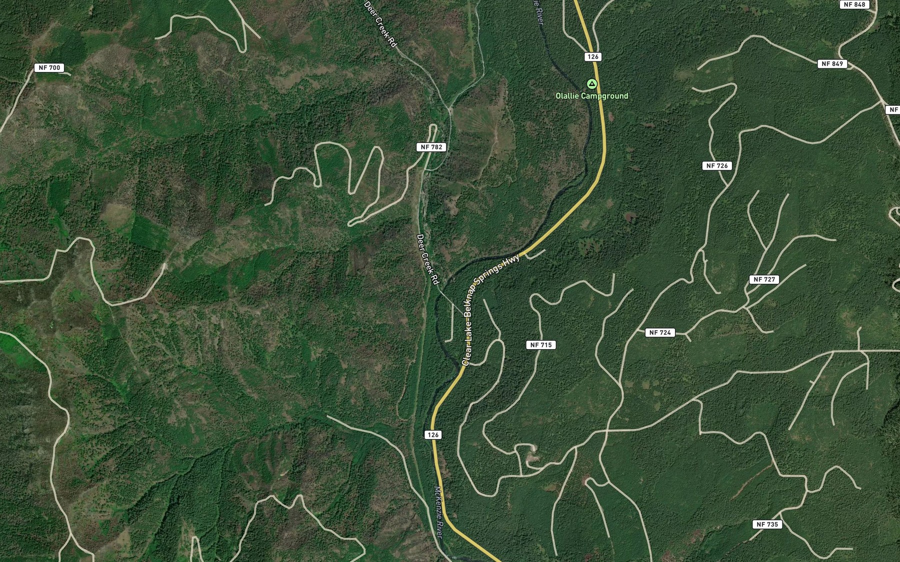 Satellite map of the Deer Creek