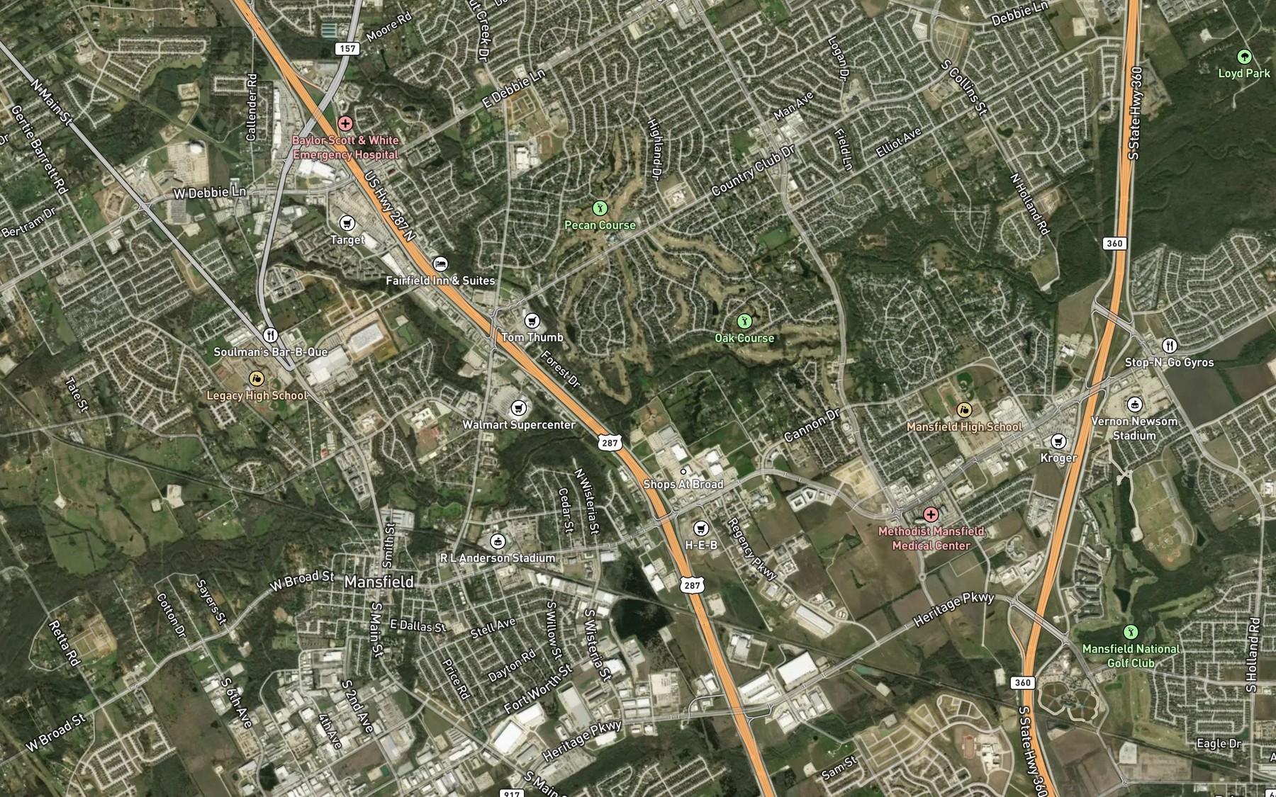 Satellite map of the Hogpen Branch