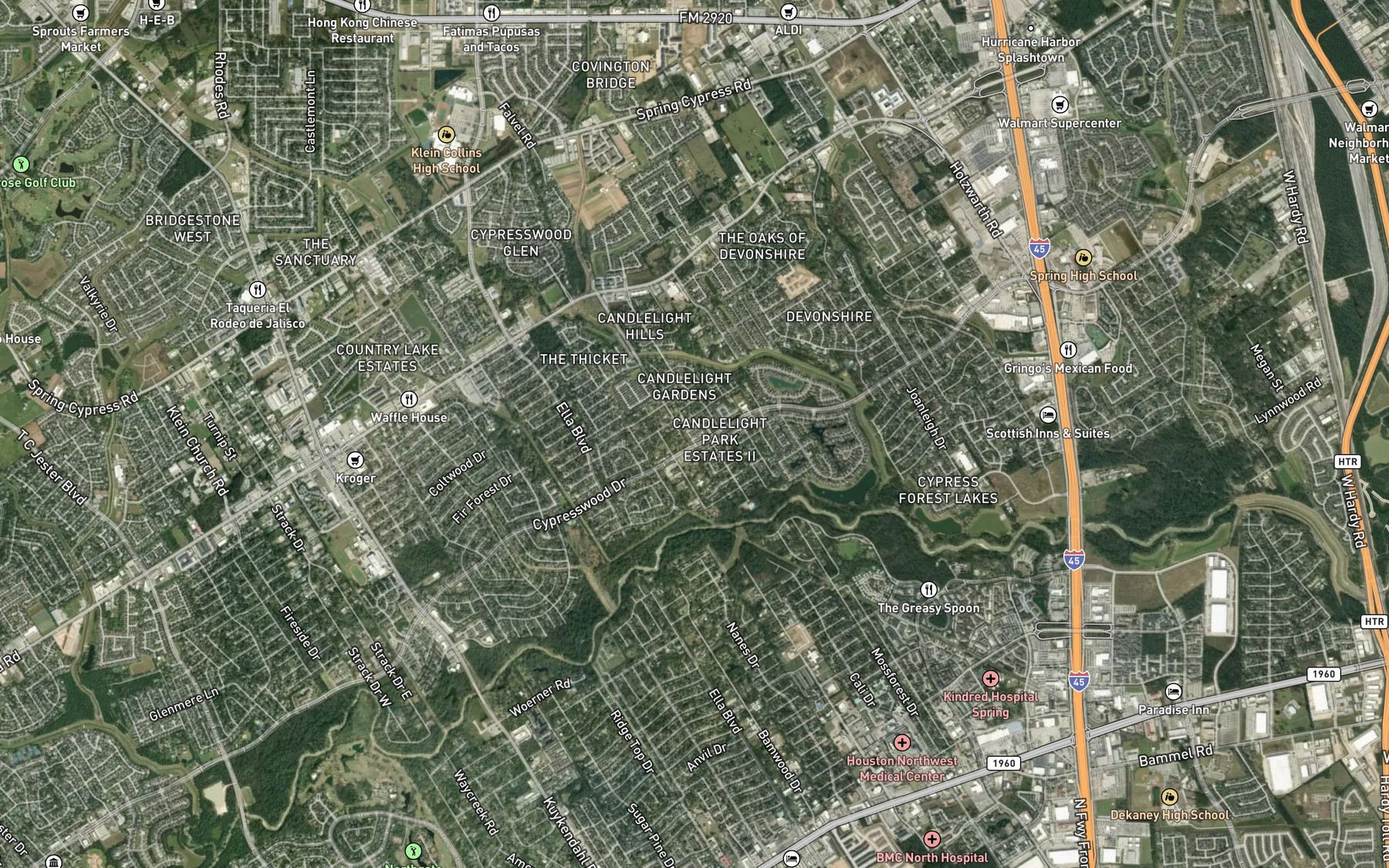 Satellite map of the Copeland Lake