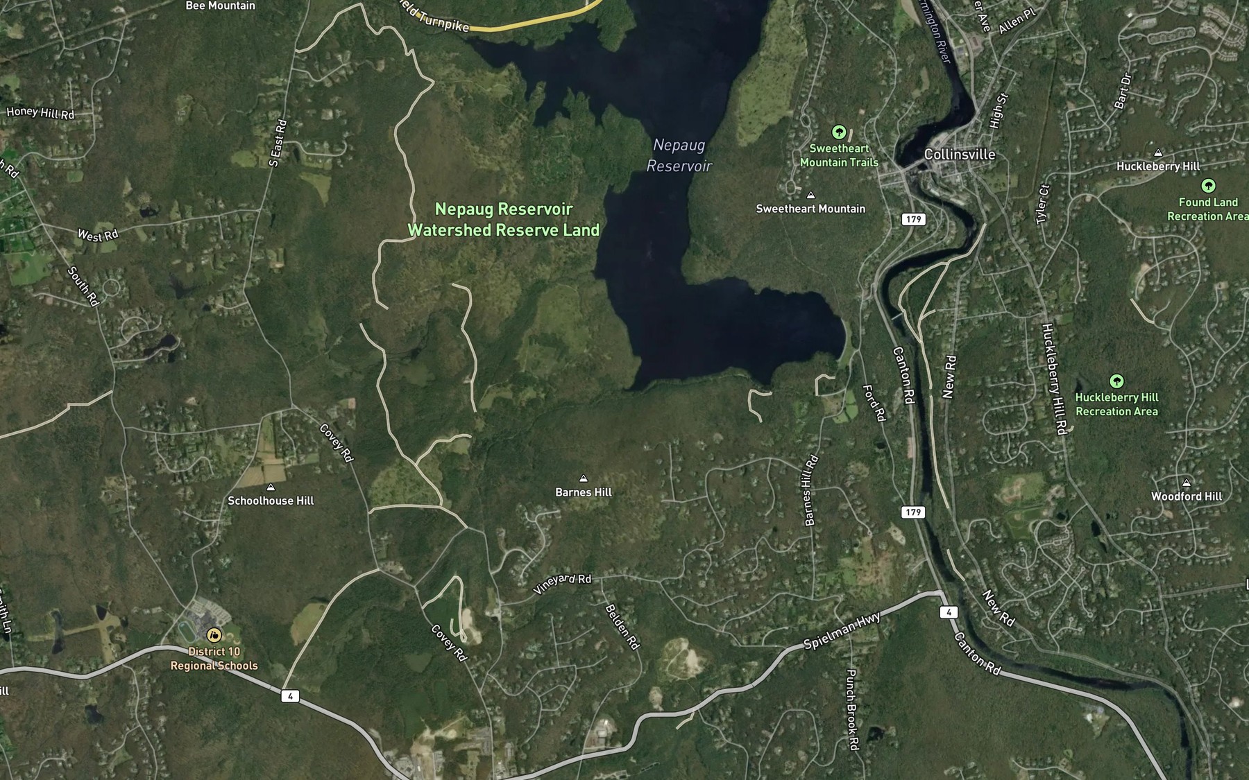 Satellite map of the Clear Brook