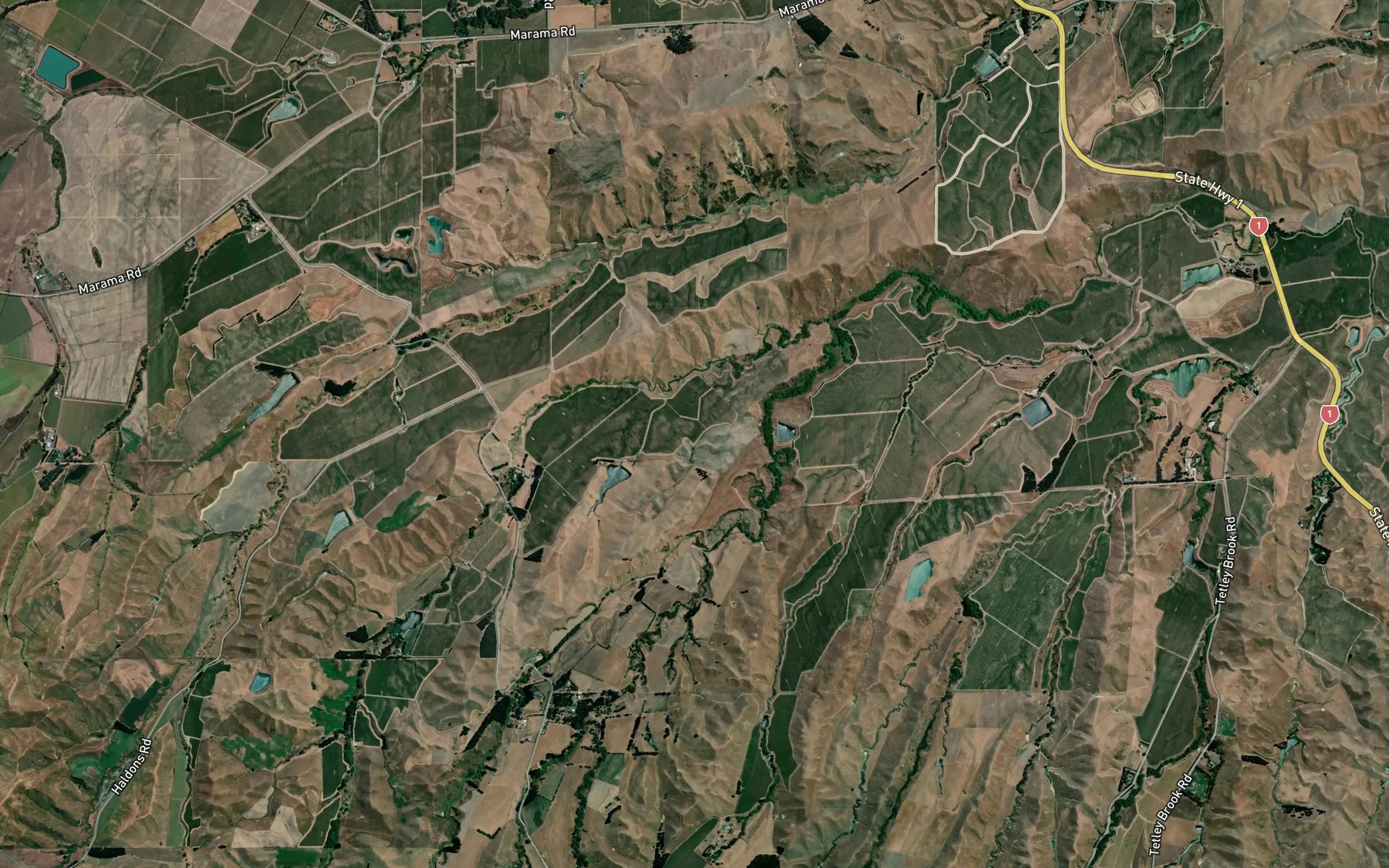 Satellite map of the Blind (Otuwhero) River