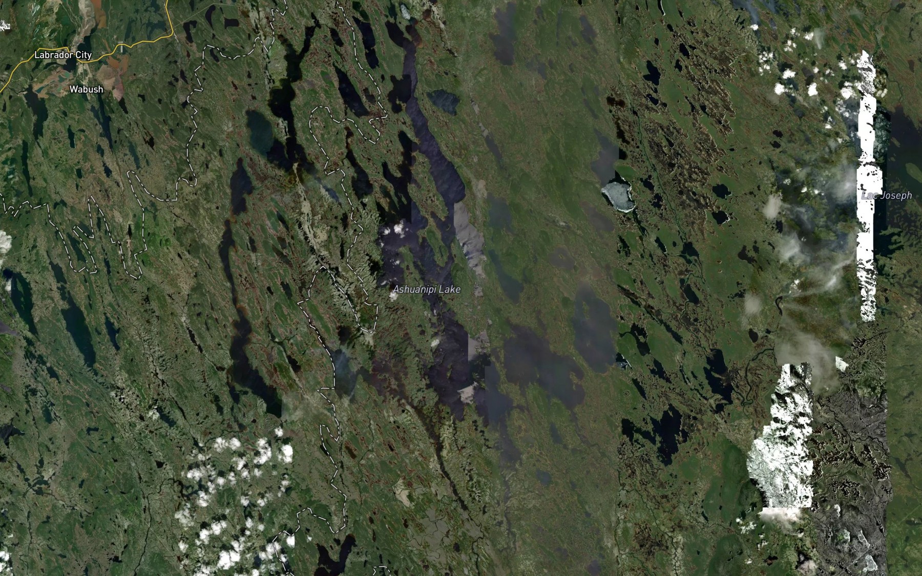 Satellite map of the Ashuanipi Pass