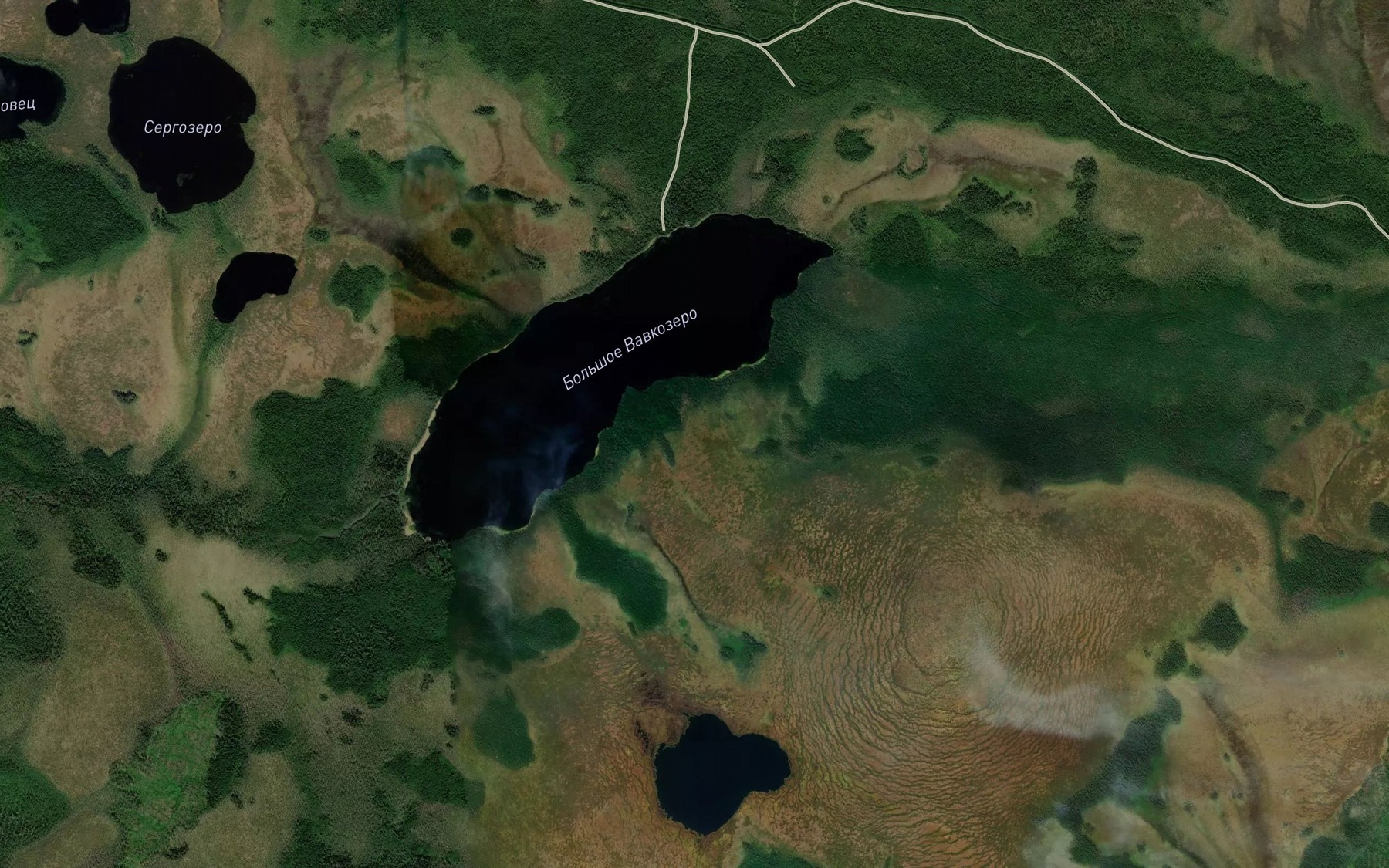 Satellite map of the Ozero Bol'shoye Vavkozero