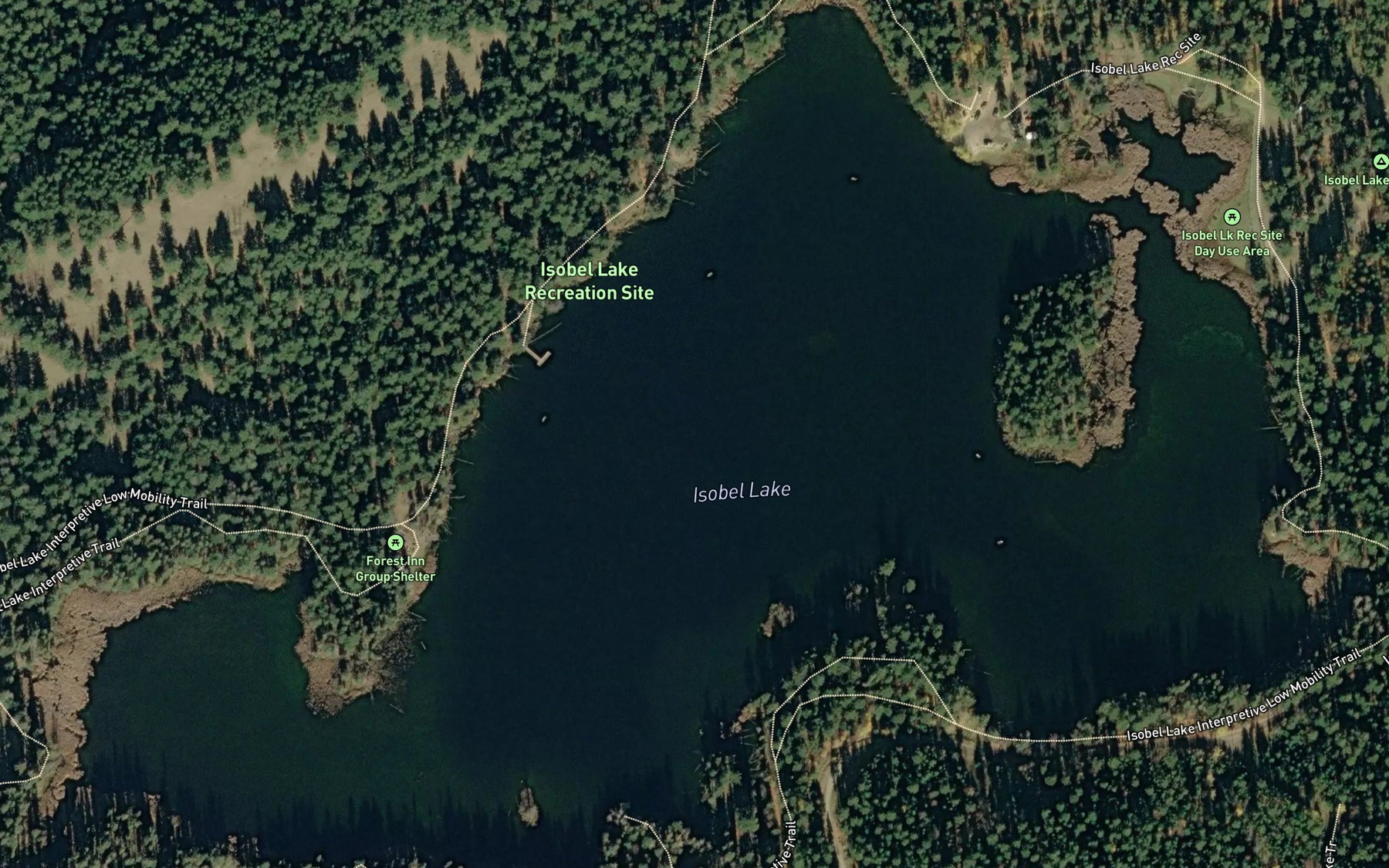 Satellite map of the Isobel Lake
