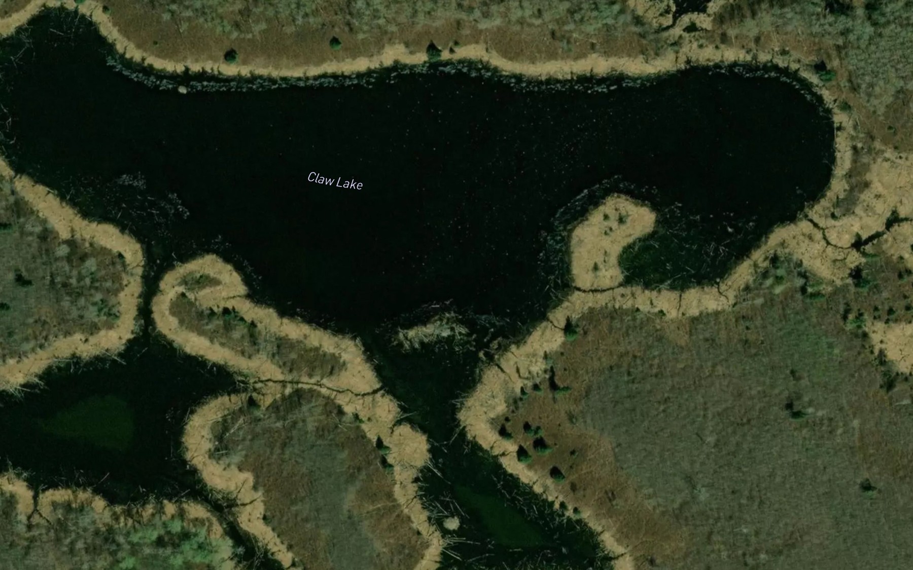 Satellite map of the Claw Lake