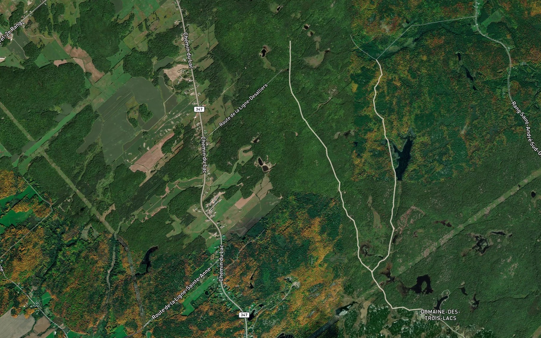 Satellite map of the Lacs a Majeau