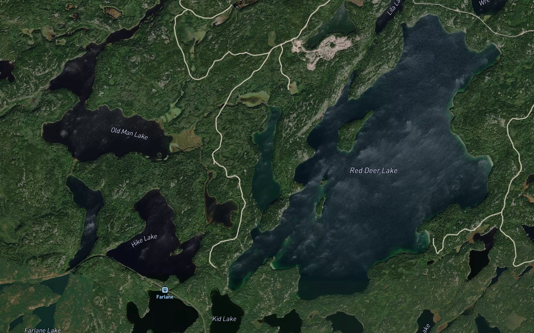 Satellite map of the Caboose Lake