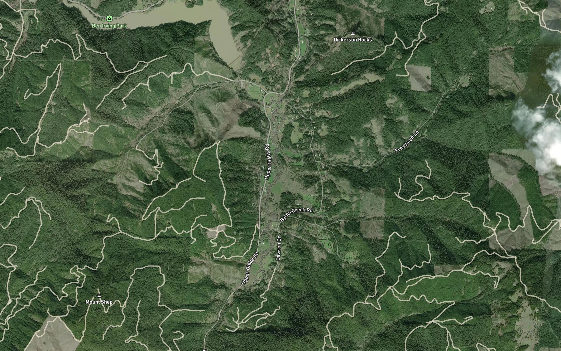 Satellite map of the Bushnell Creek