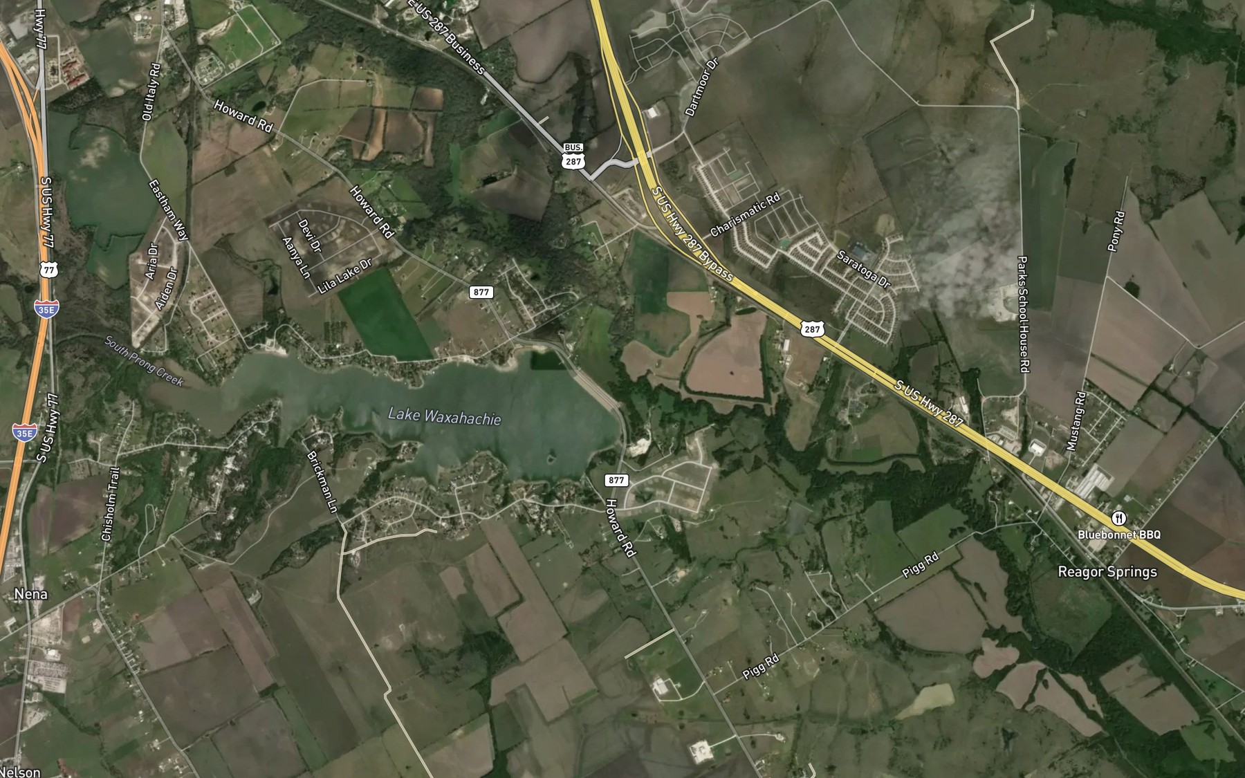 Satellite map of the South Prong Creek