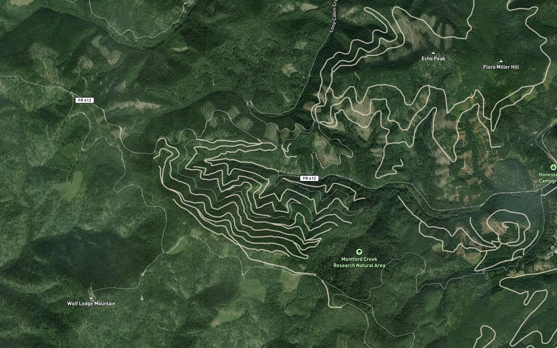 Satellite map of the Blue Rock Creek
