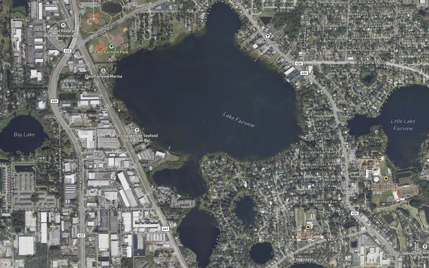 Satellite map of the Lake Fairview
