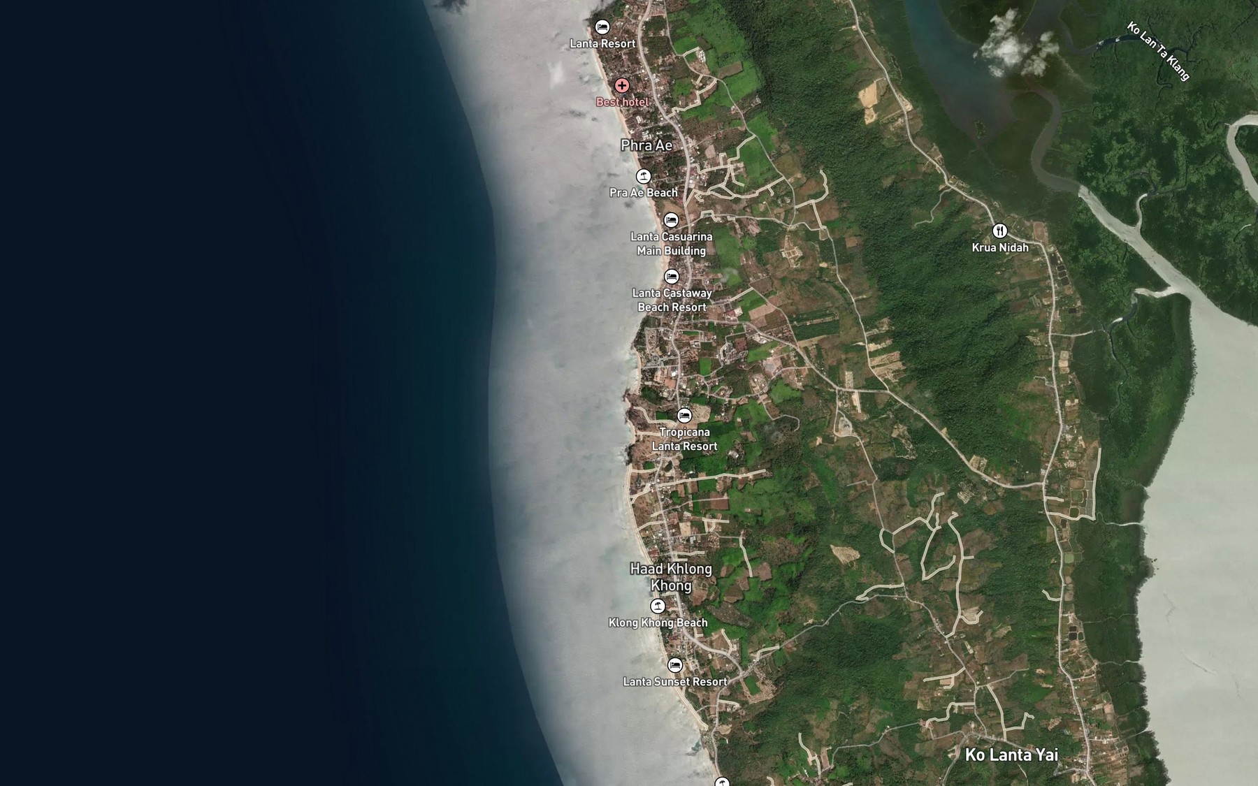 Satellite map of the Khlong Sai Taek