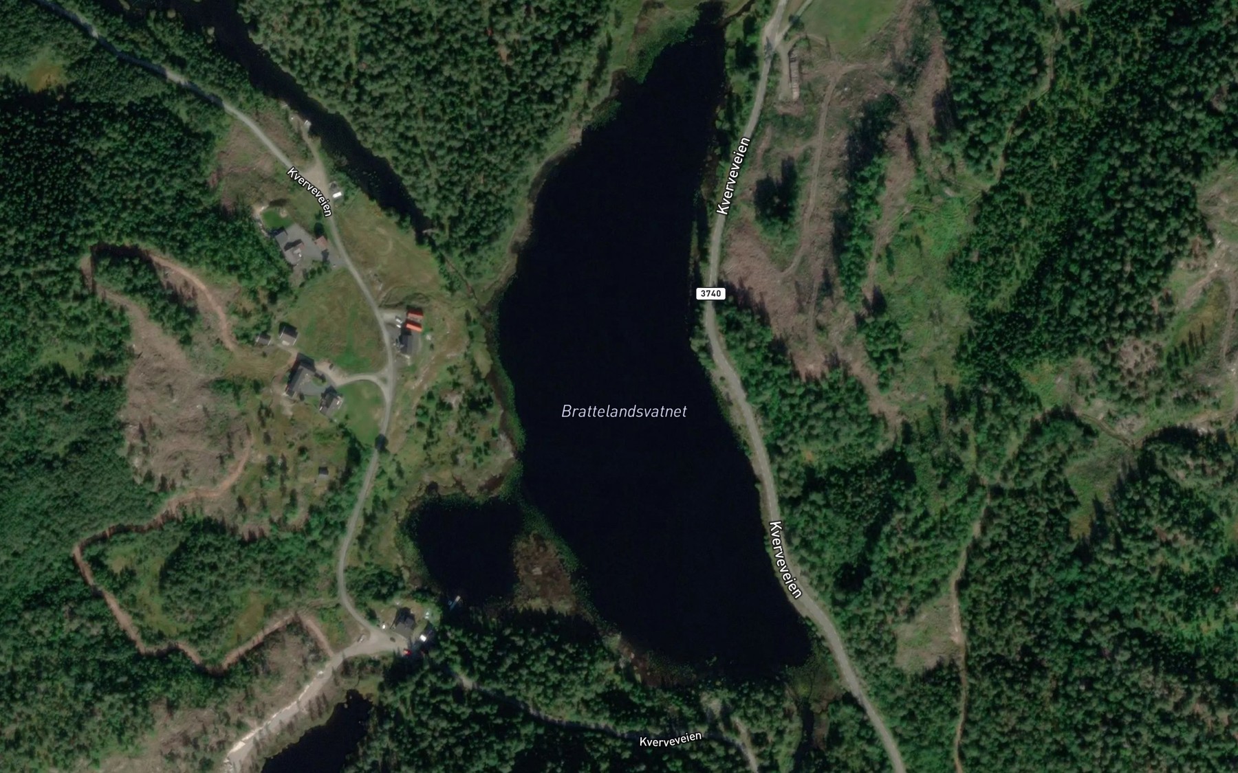 Satellite map of the Brattelandsvatnet