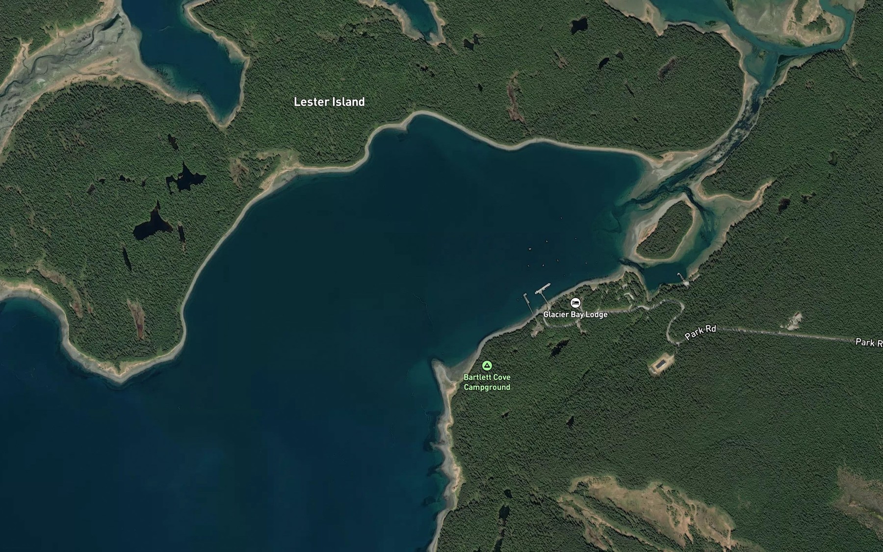 Satellite map of the Bartlett Cove