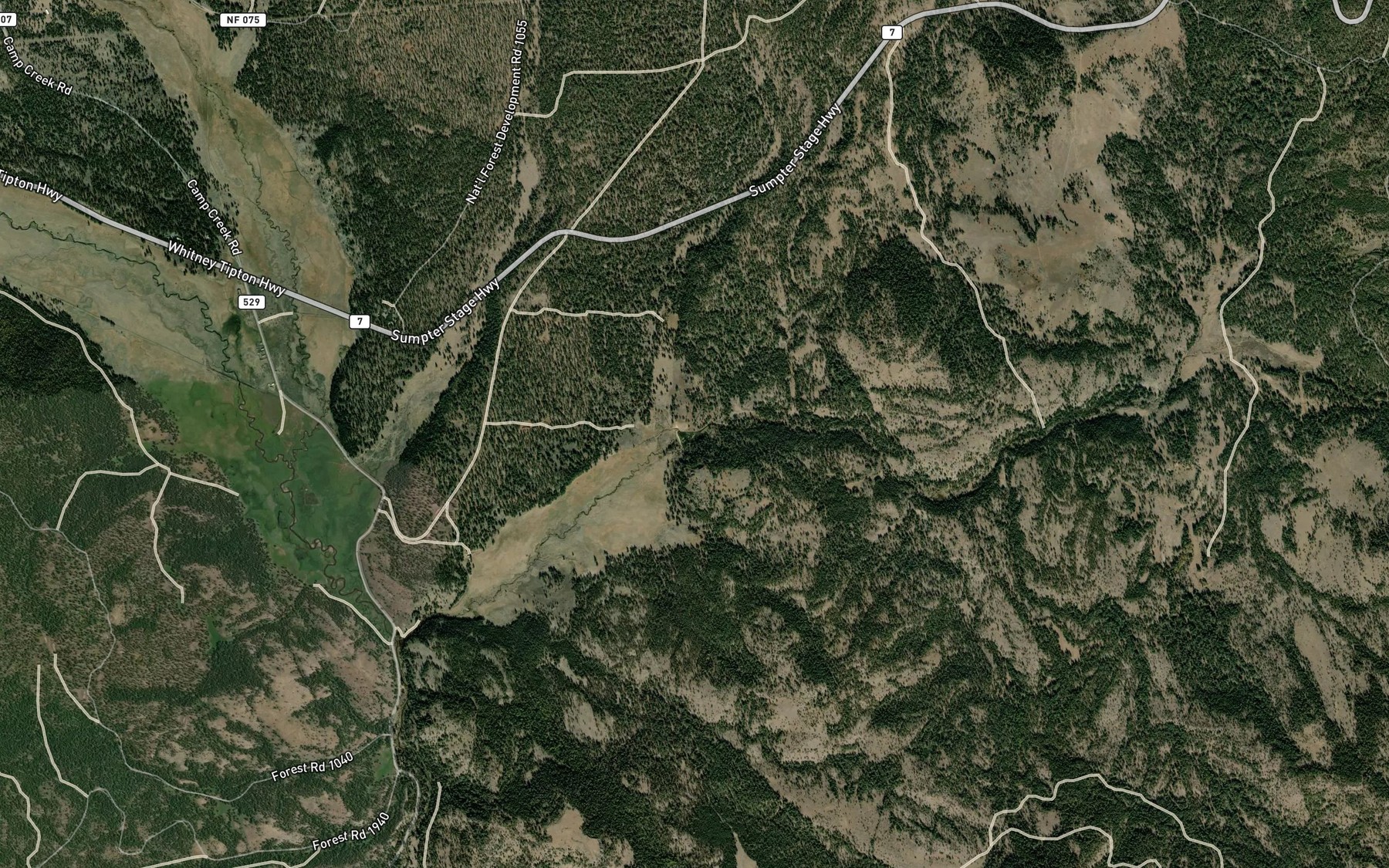 Satellite map of the Trout Creek Reservoir