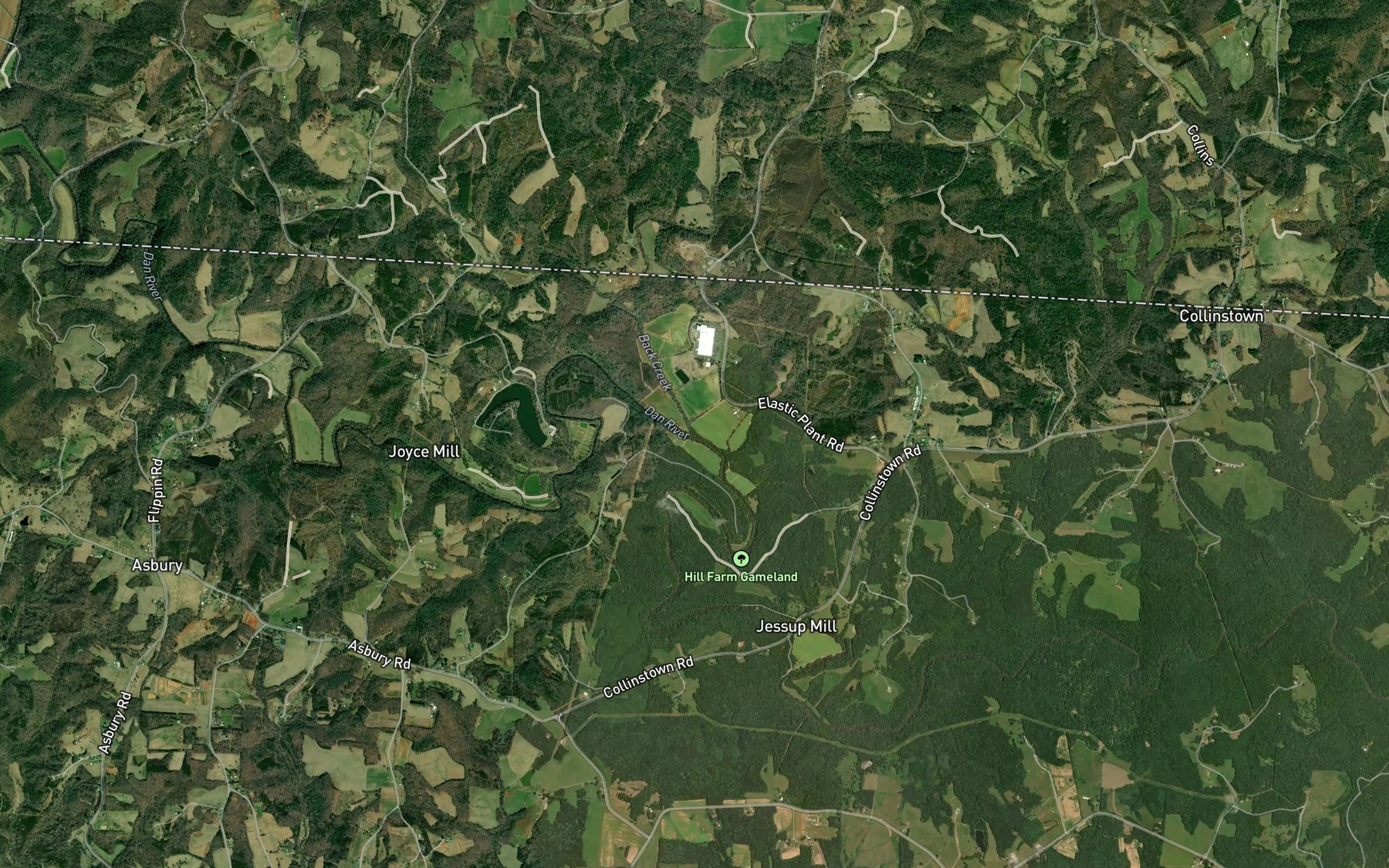 Satellite map of the Little Dan River