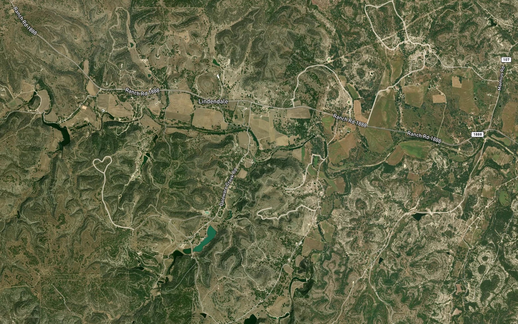Satellite map of the Delaware Creek