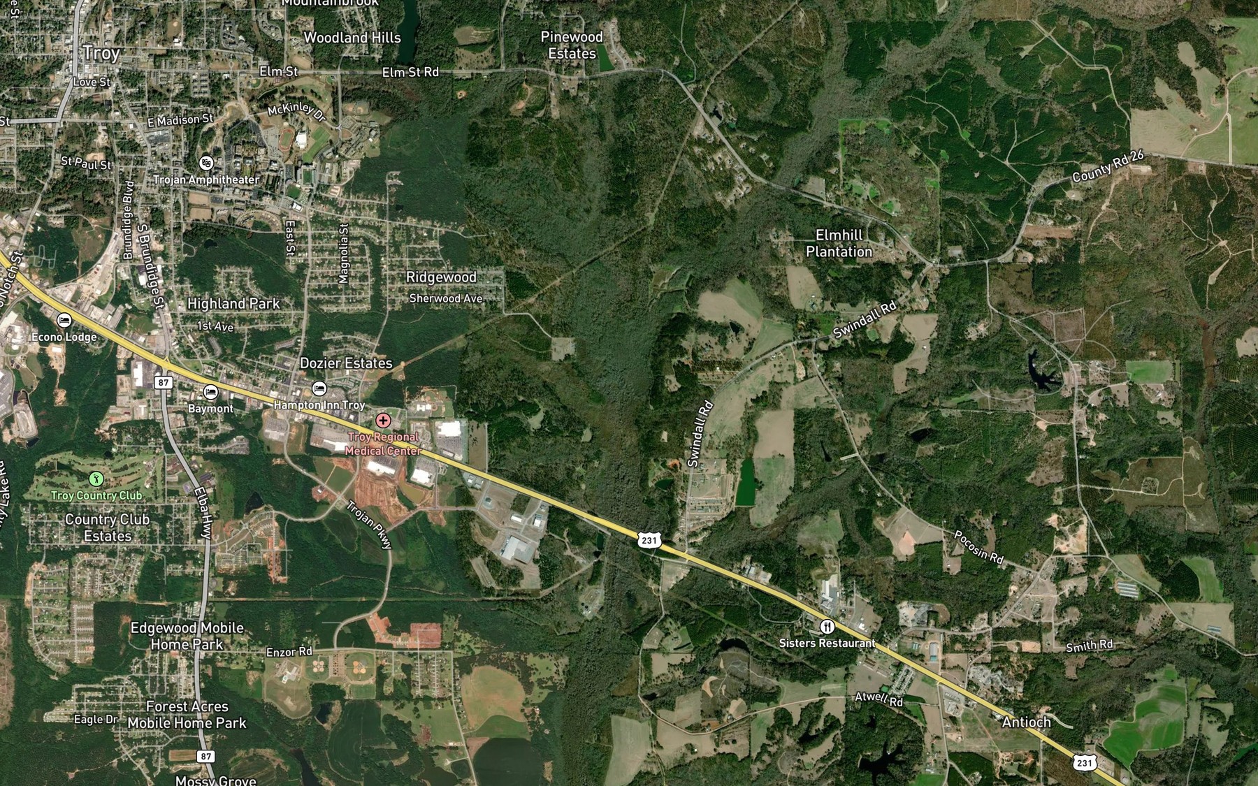 Satellite map of the Persimmon Branch