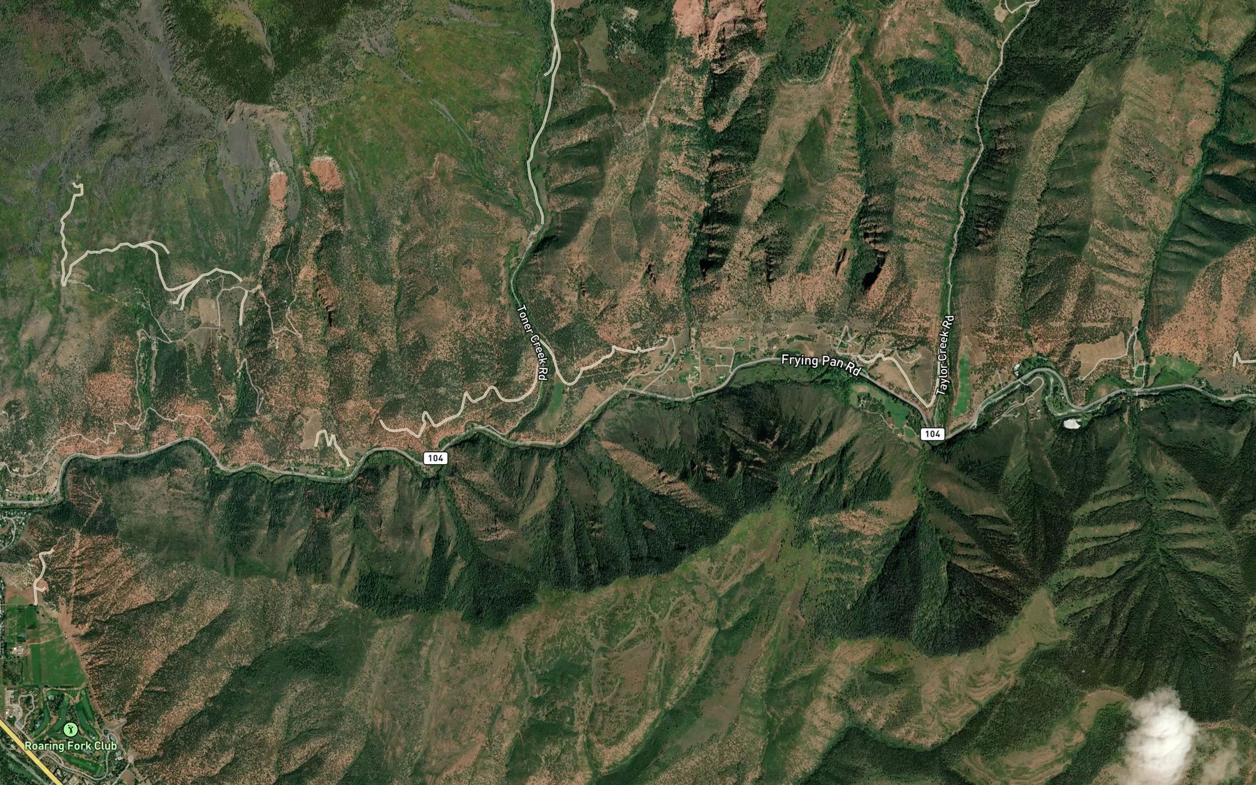 Satellite map of the Seven Castles Creek