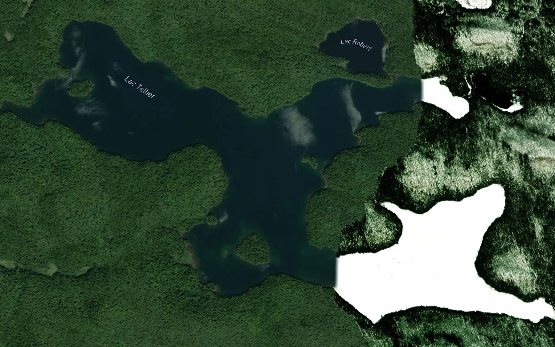Satellite map of the Lac Tellier