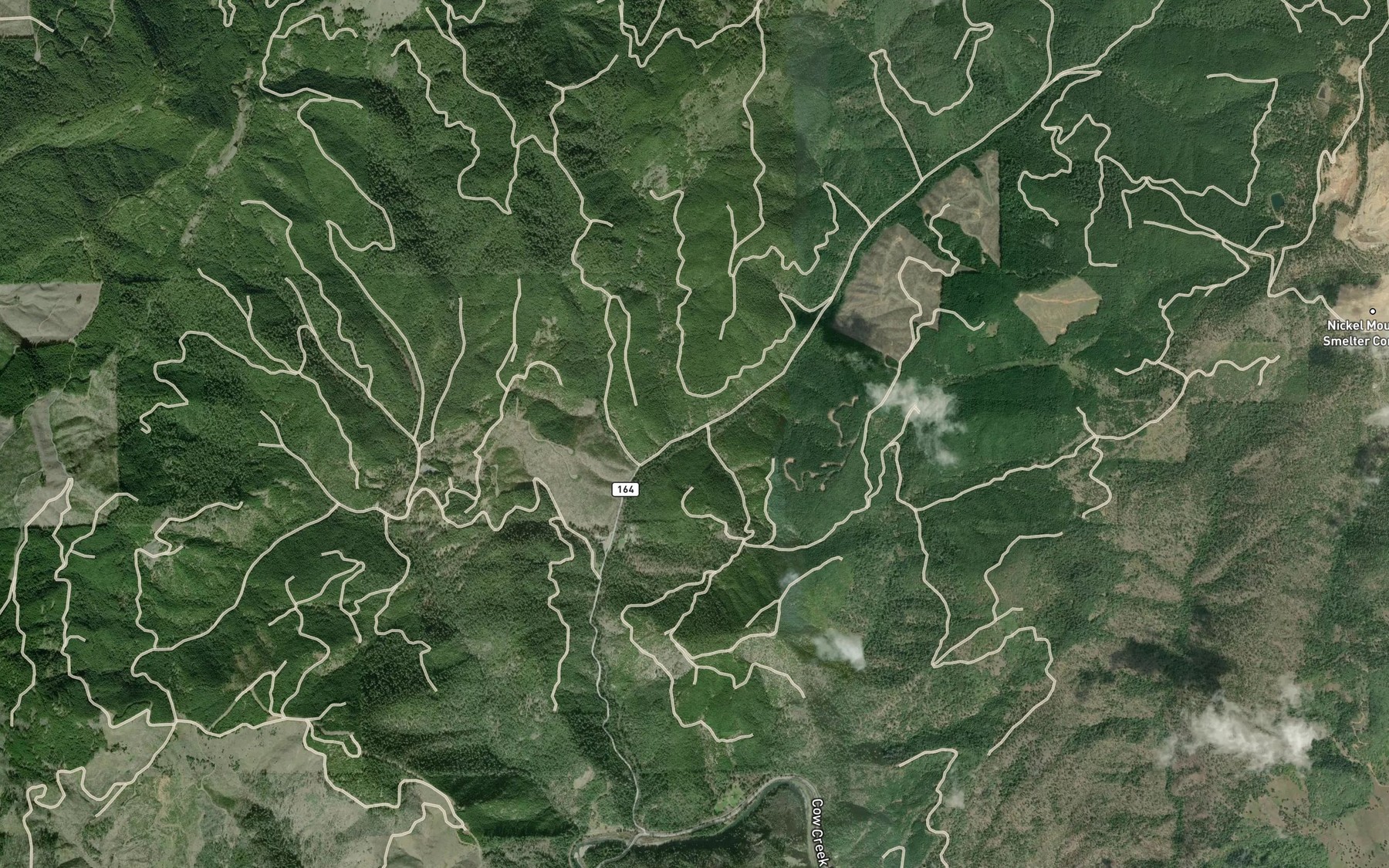 Satellite map of the Little Doe Creek
