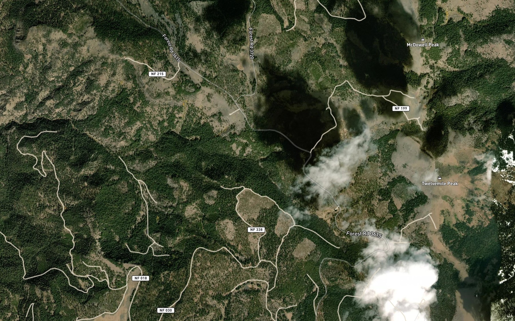 Satellite map of the South Fork Crooked Creek