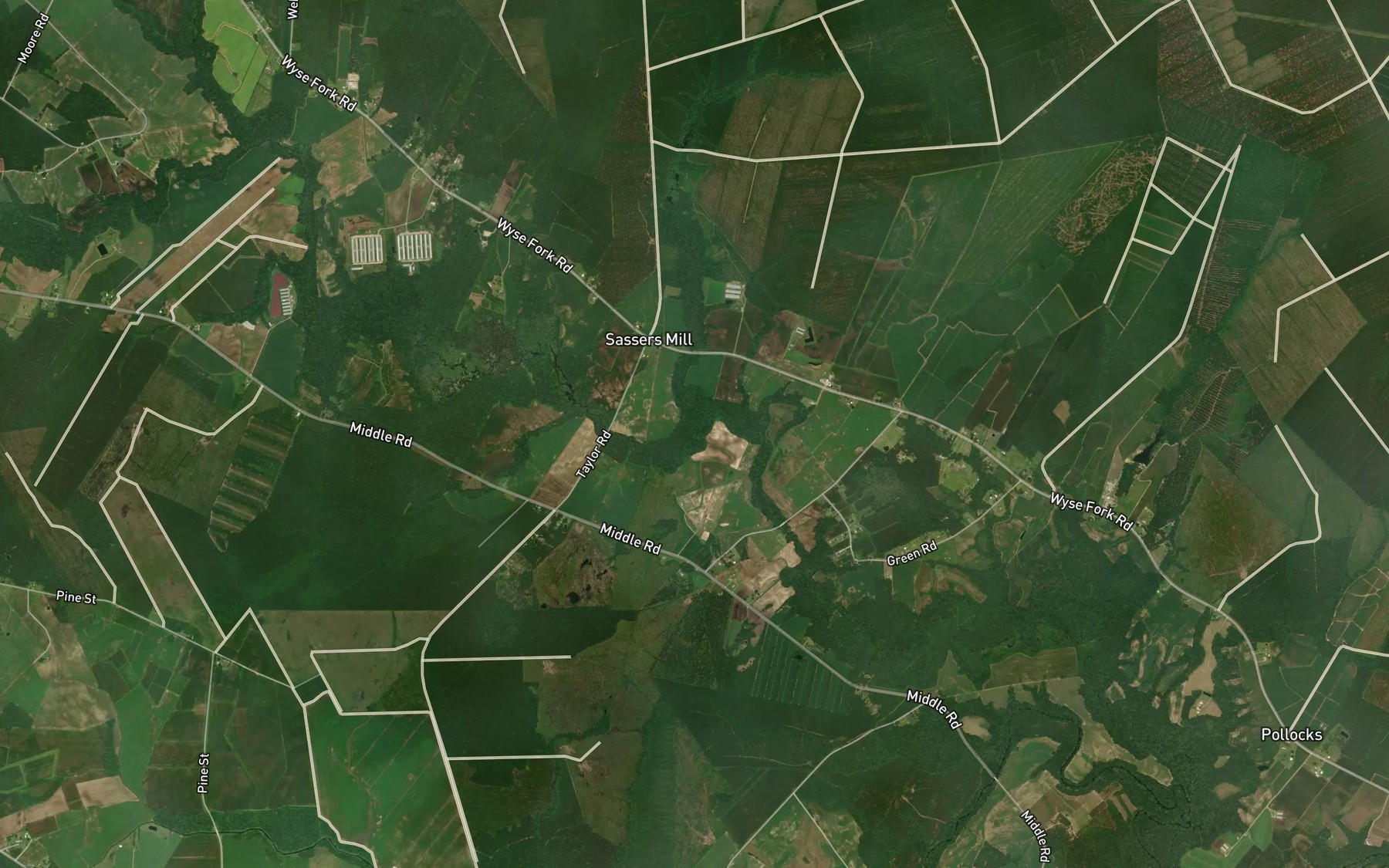 Satellite map of the Heath Mill Run