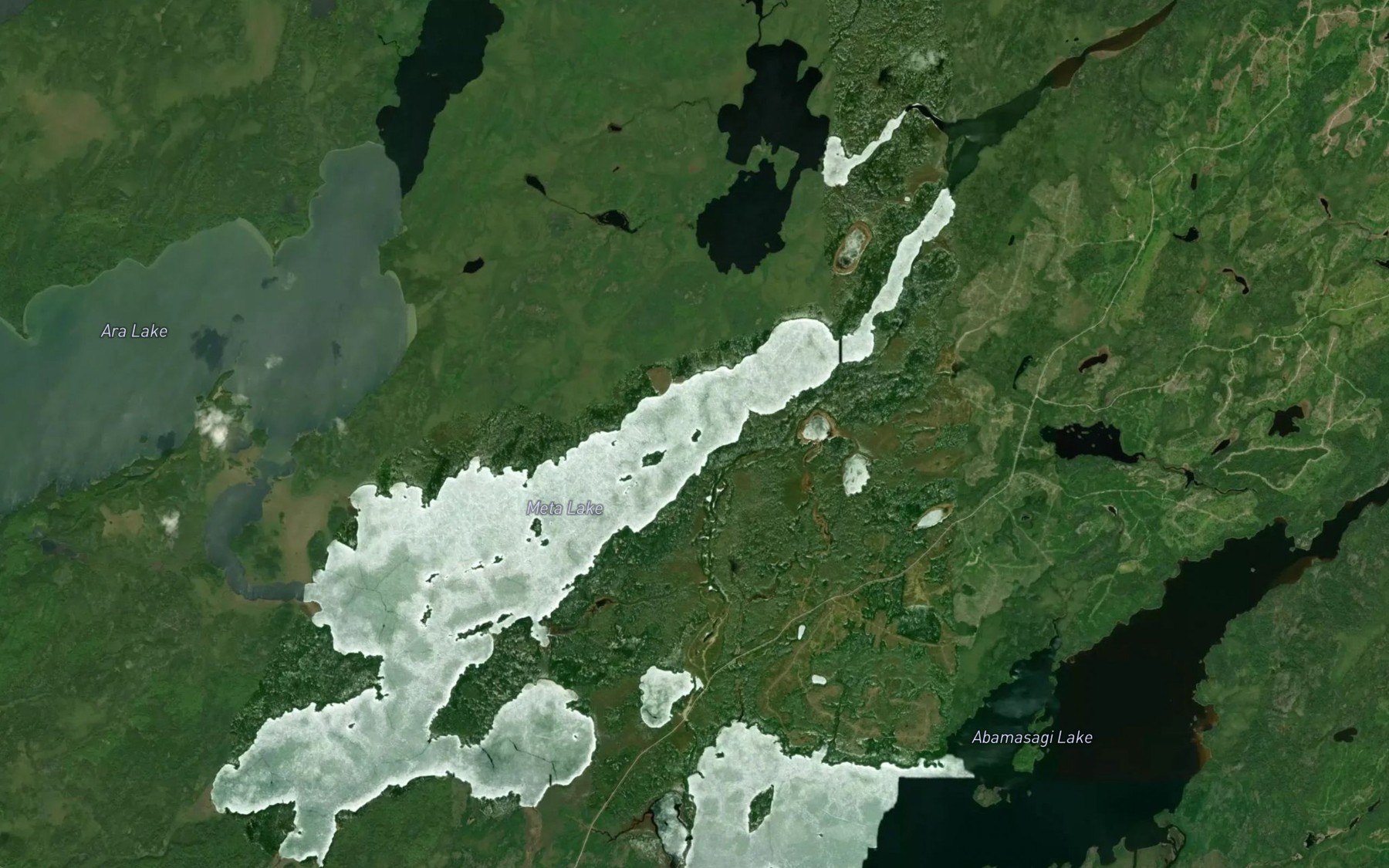 Satellite map of the Meta Lake