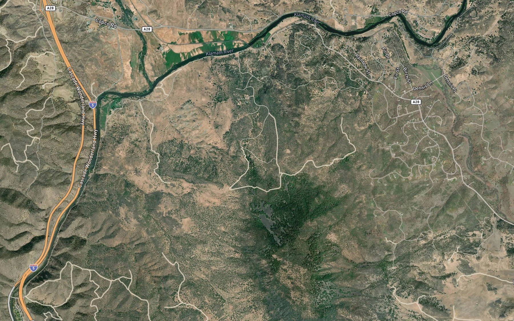 Satellite map of the Klamathon Spring