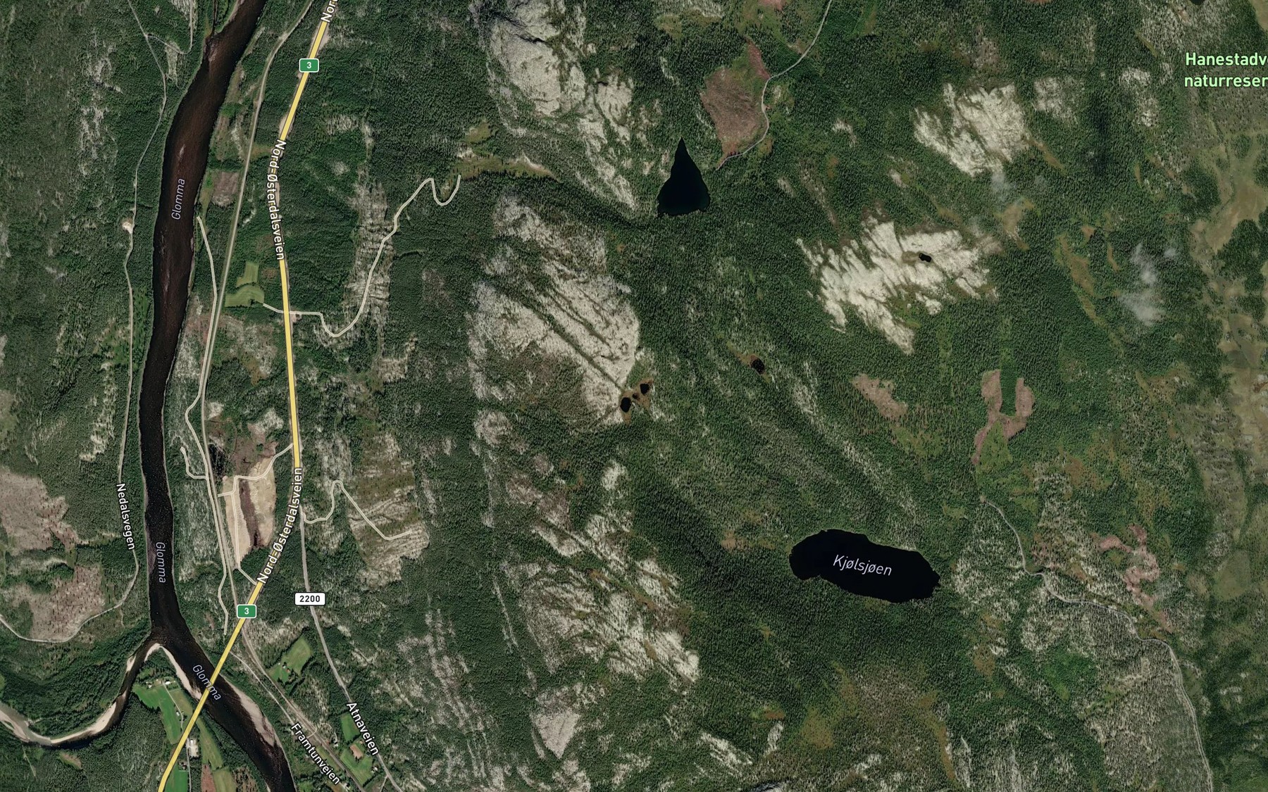 Satellite map of the Hjortetjonnan