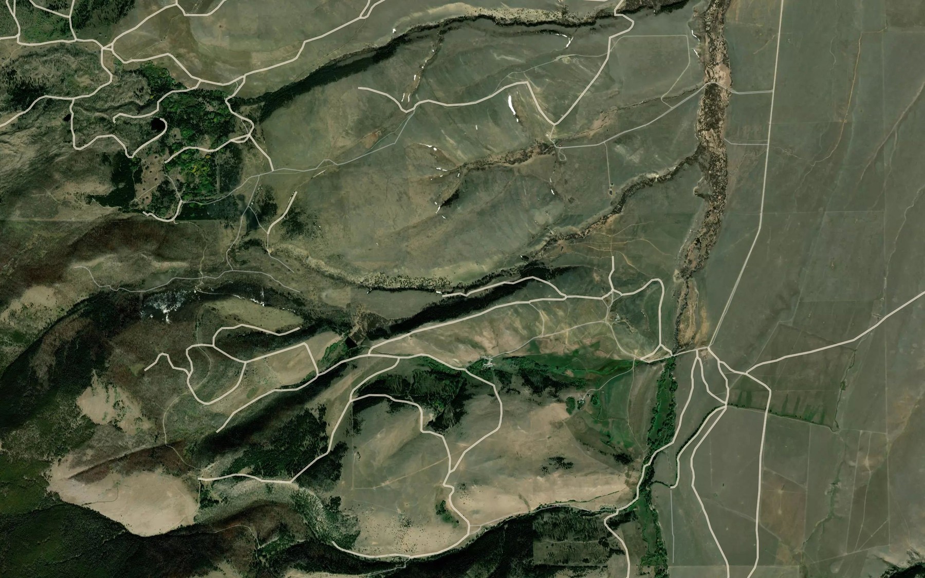 Satellite map of the Pickfoot Creek