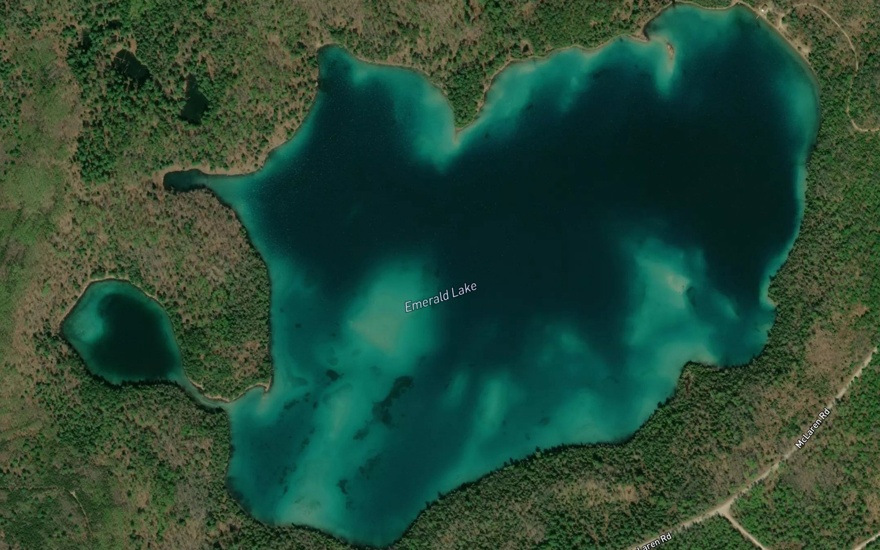 Satellite map of the Emerald Lake