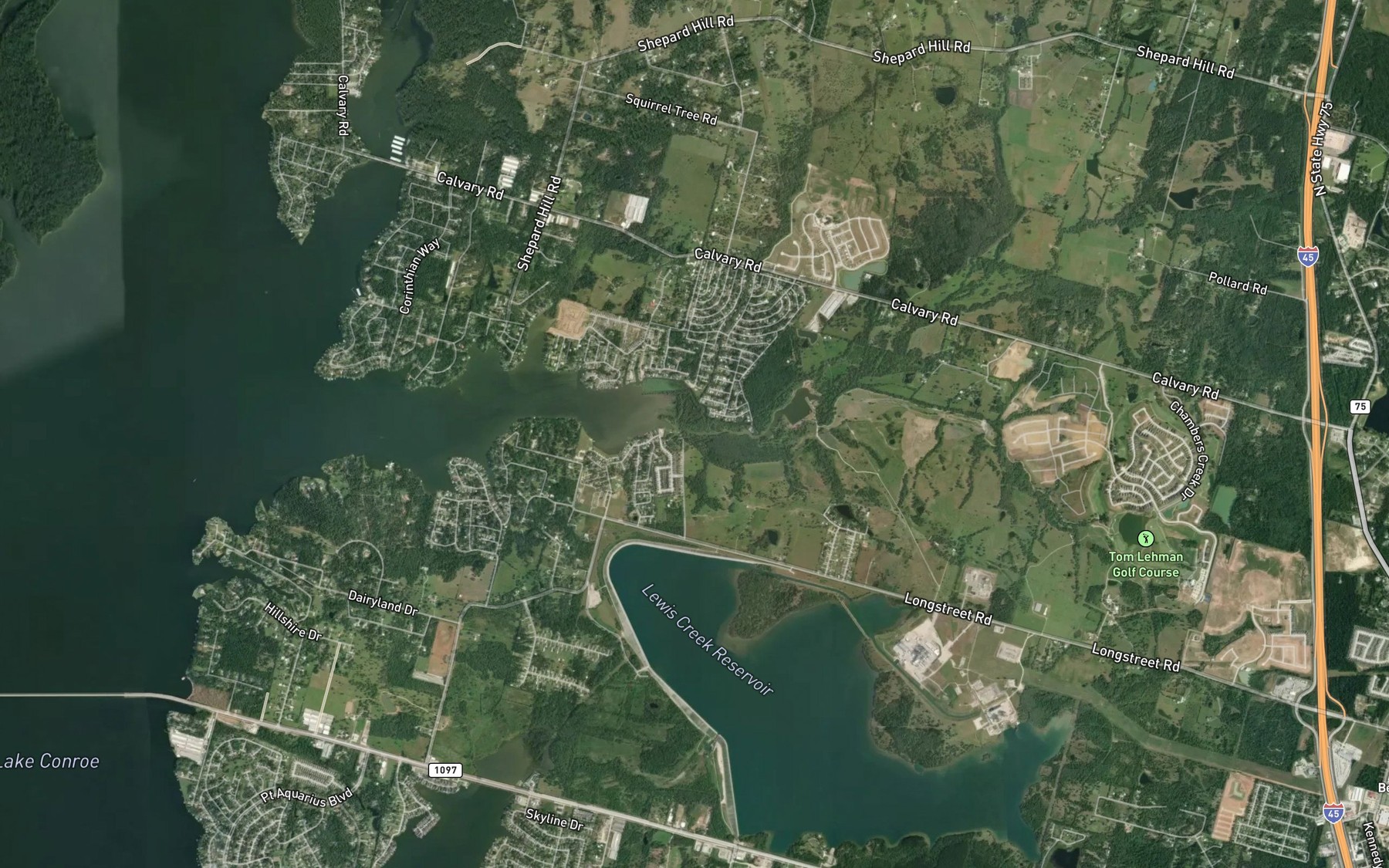 Satellite map of the Weirs Creek