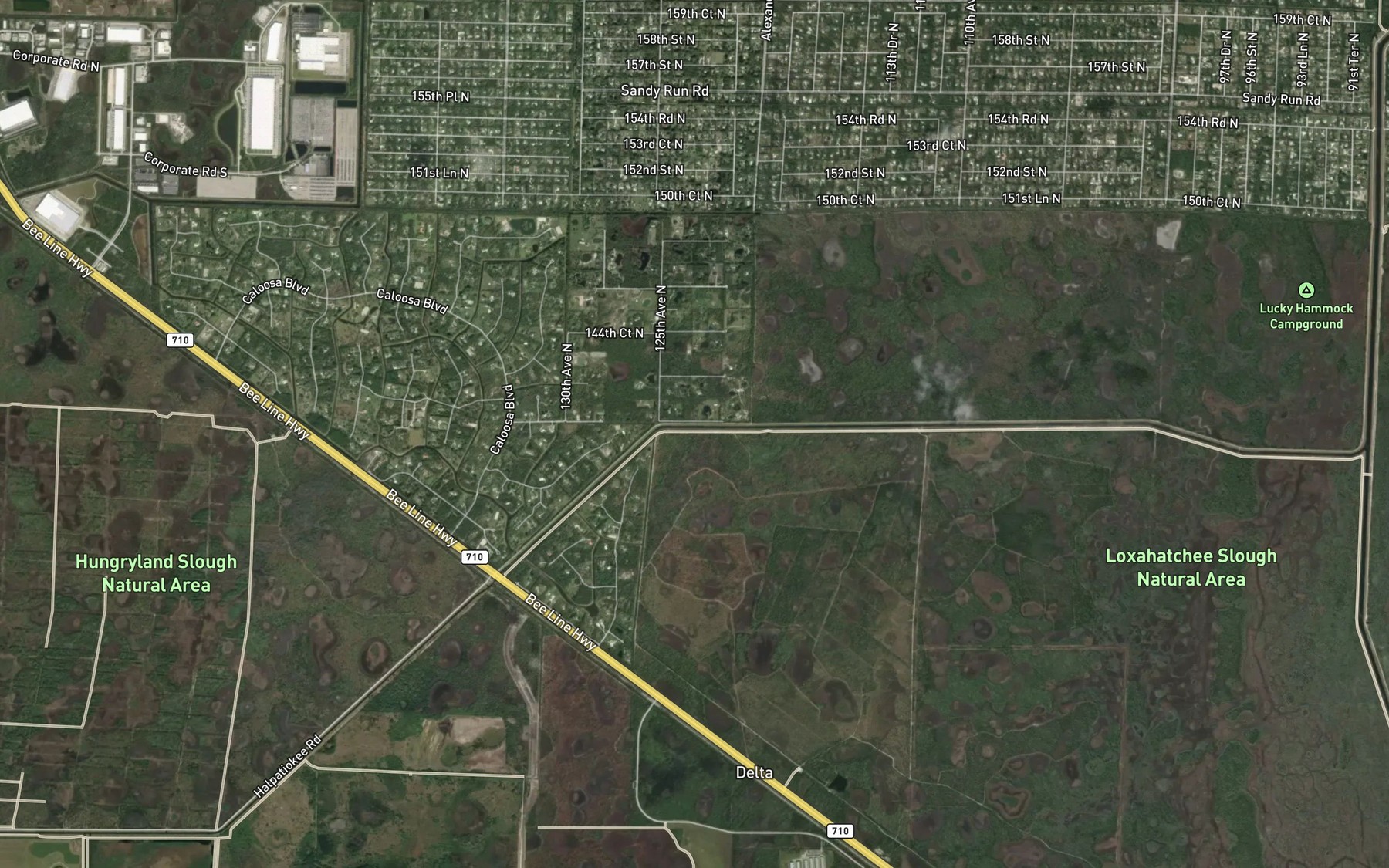 Satellite map of the Hungryland Slough Canal