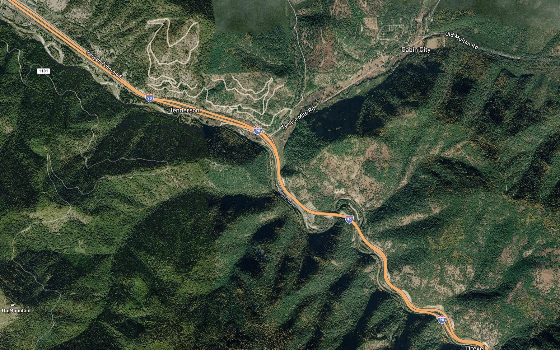 Satellite map of the Twelvemile Creek