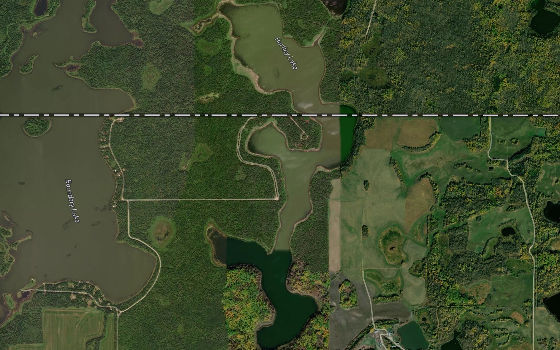 Satellite map of the Hartley Lake