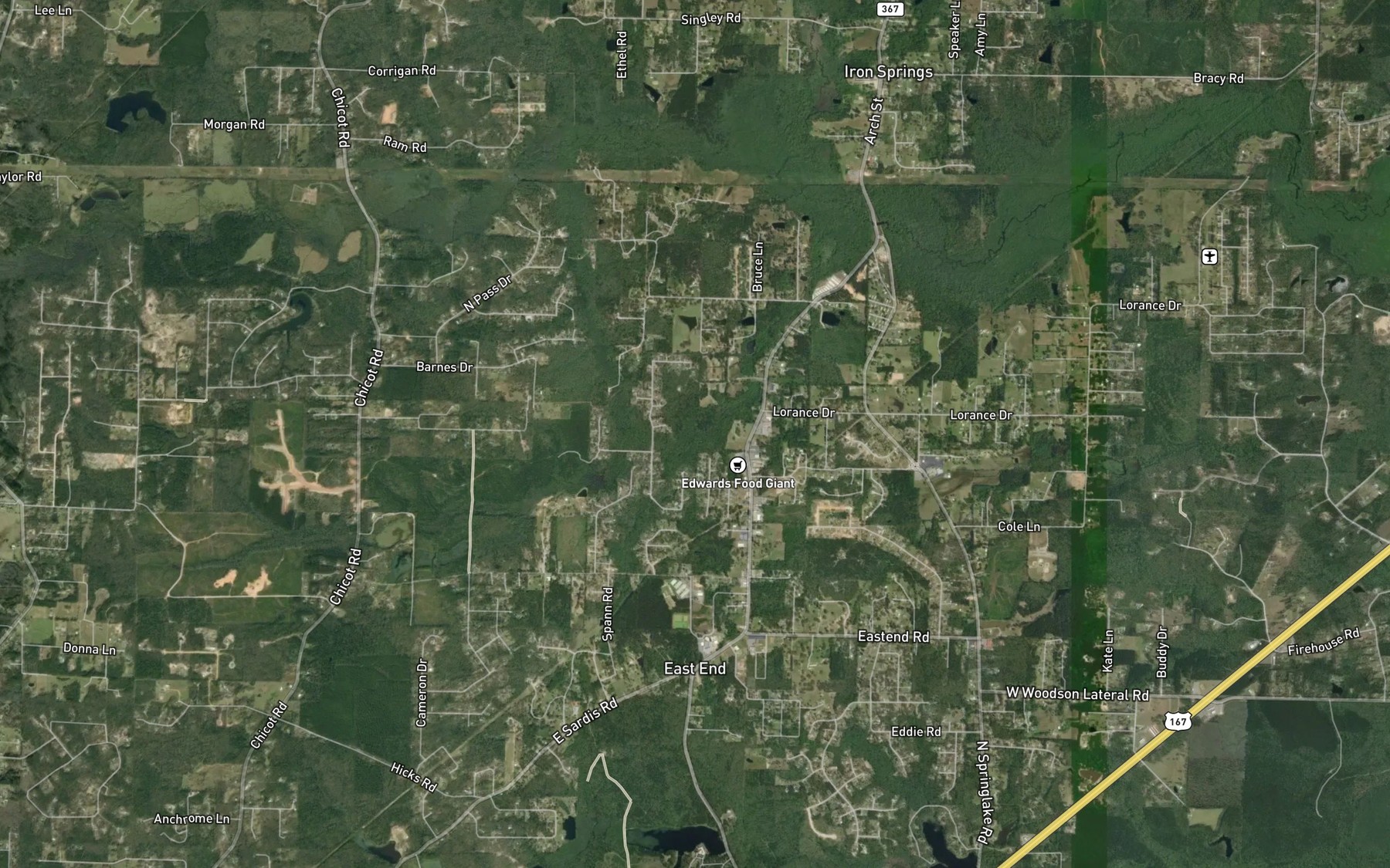 Satellite map of the McCright Branch
