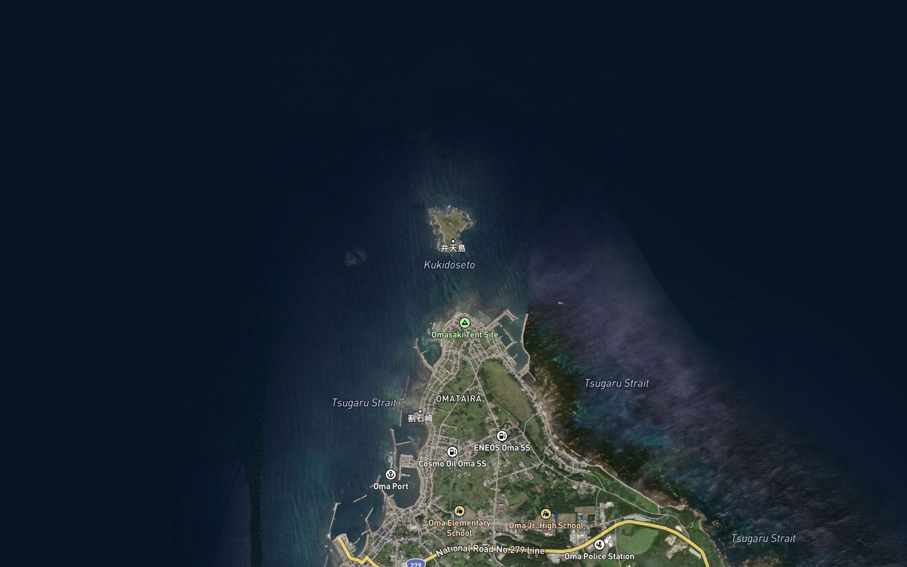 Satellite map of the Kukido Seto