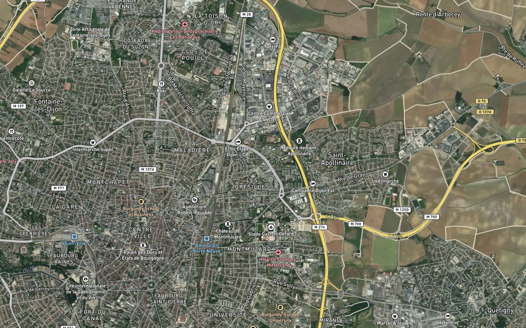 Satellite map of the Suzon