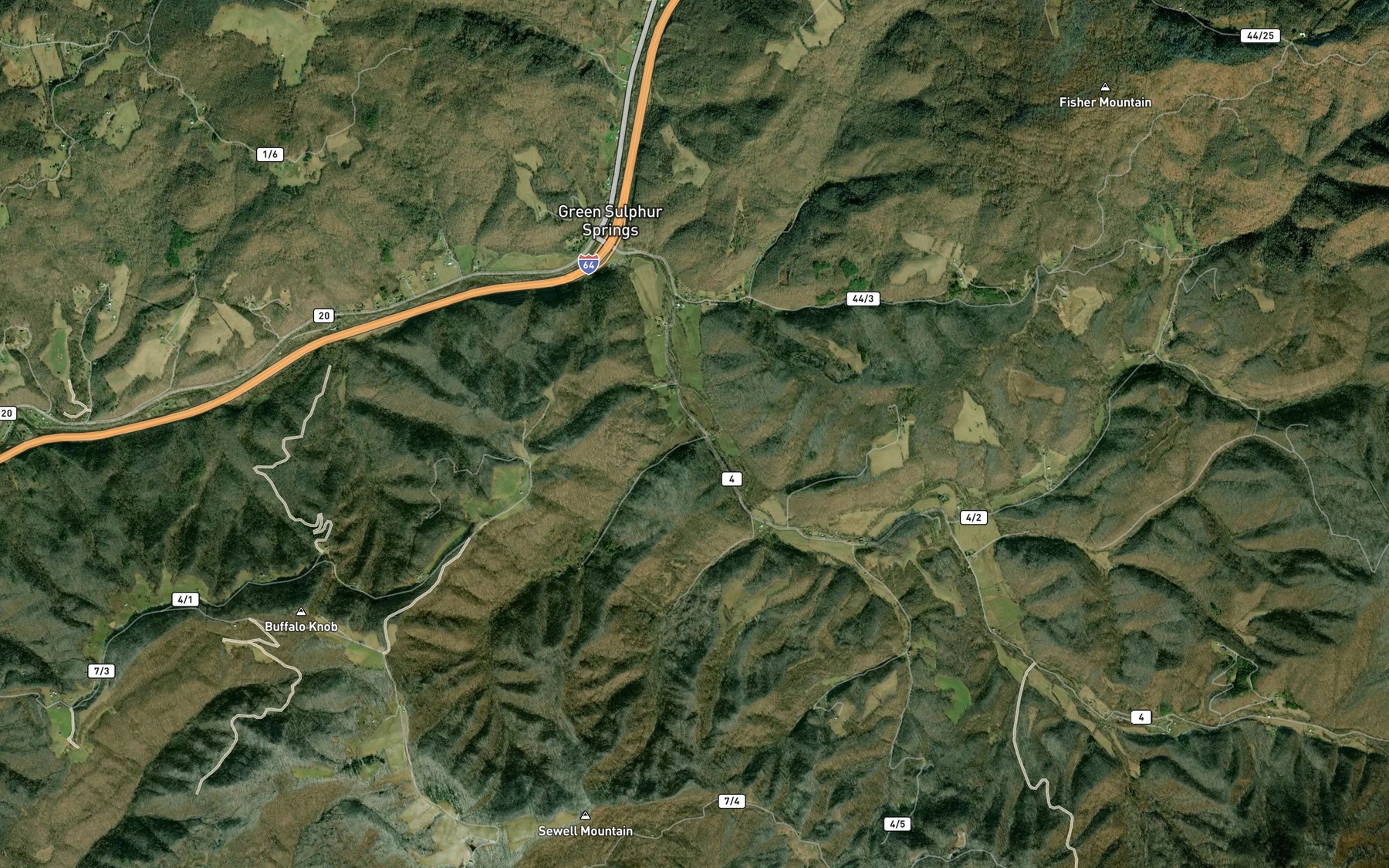 Satellite map of the Green Sulphur Spring