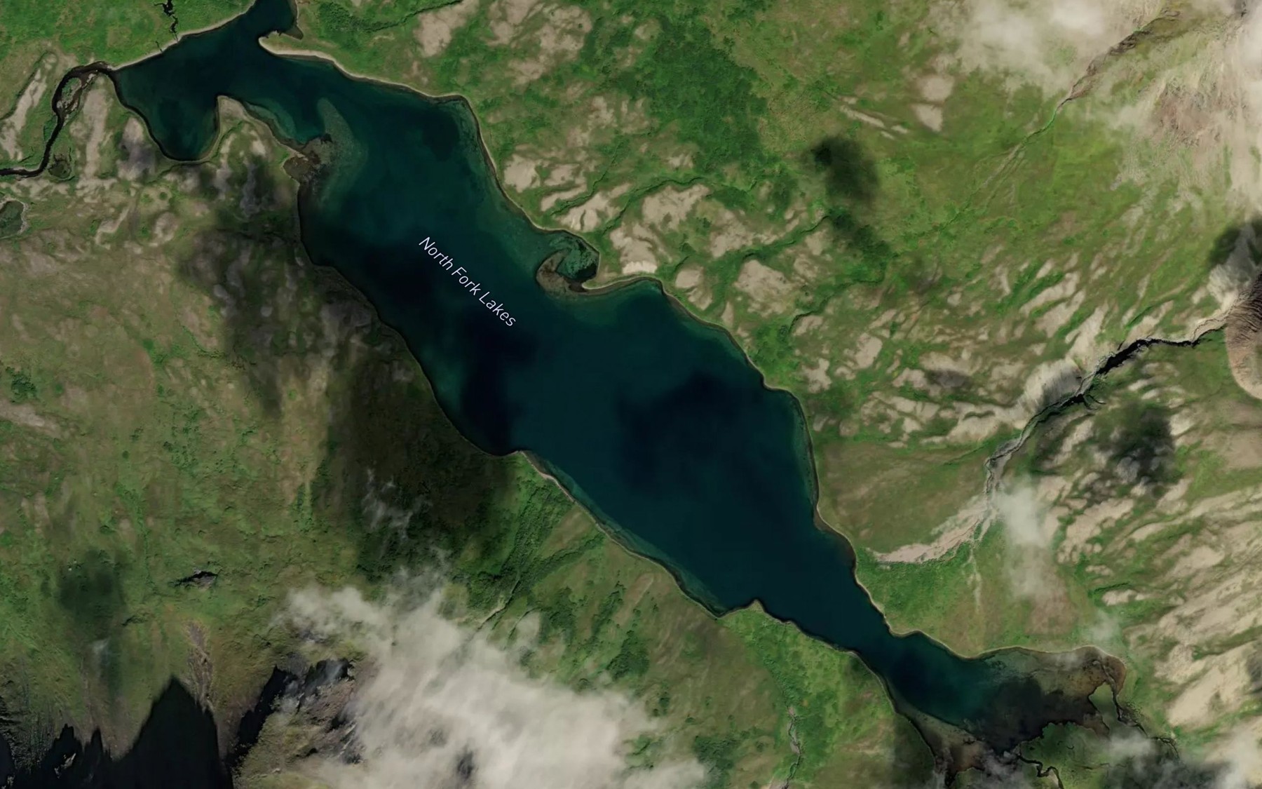 Satellite map of the North Fork Lakes