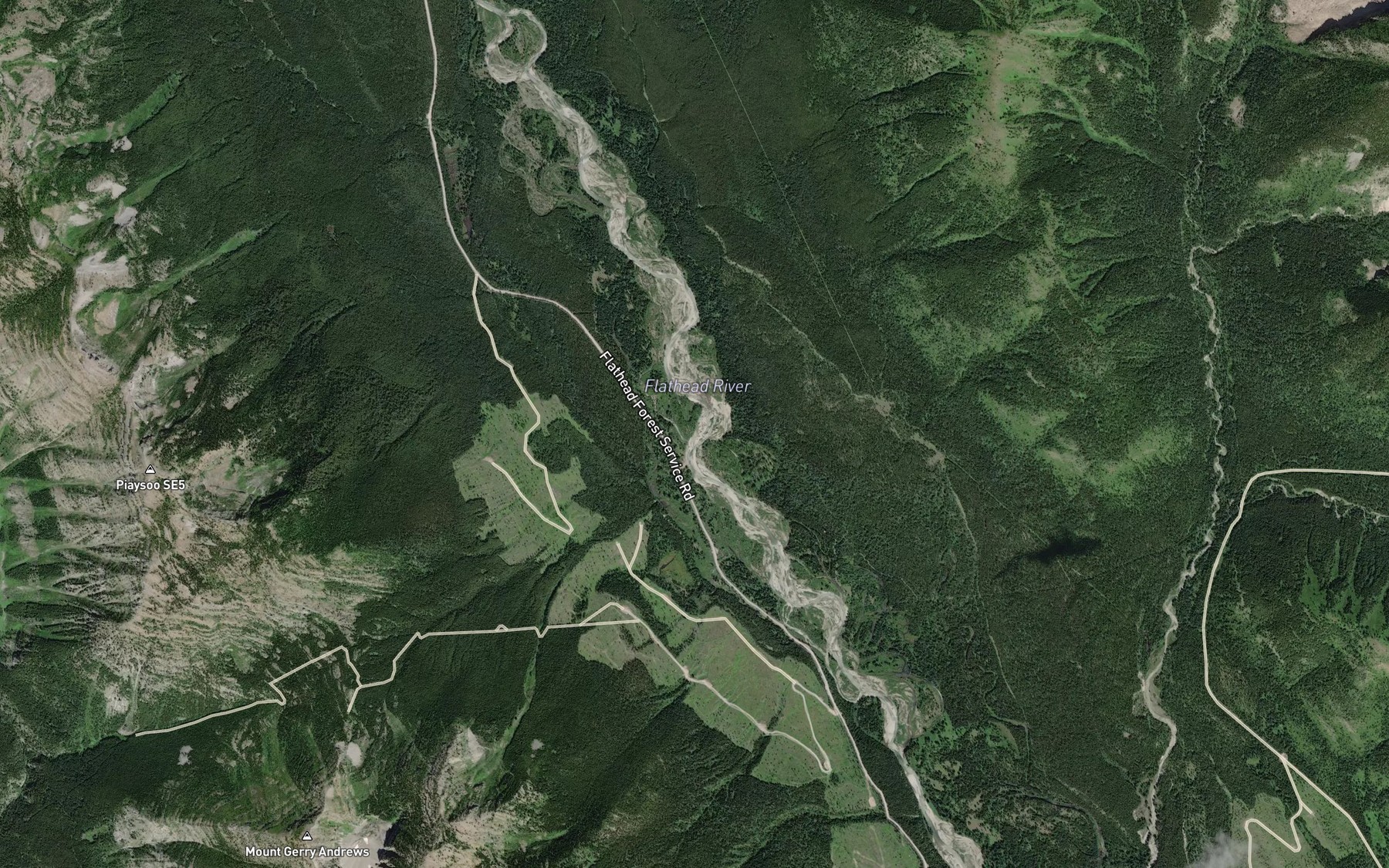 Satellite map of the Gumbo Creek