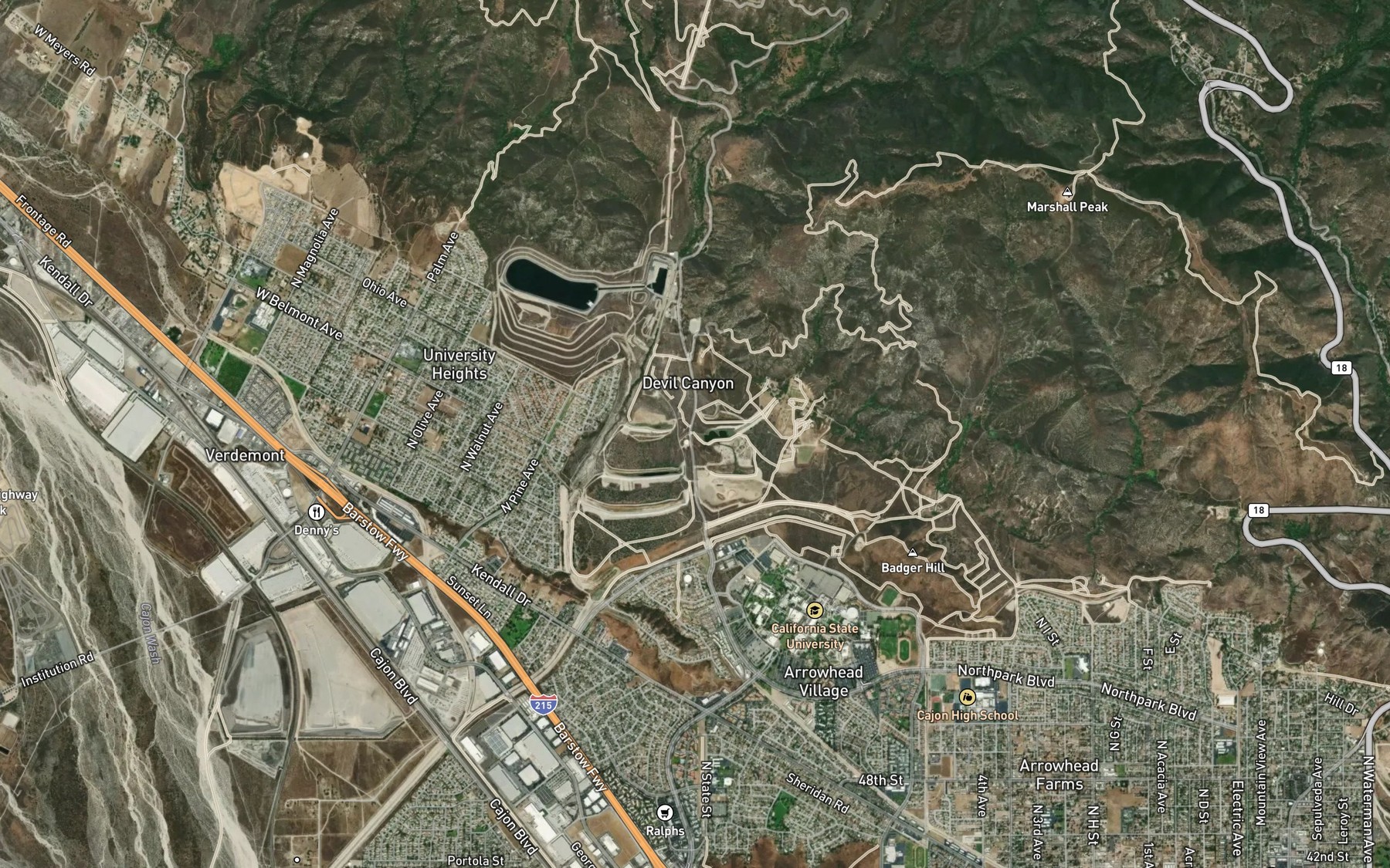 Satellite map of the Sweetwater Percolation Basin